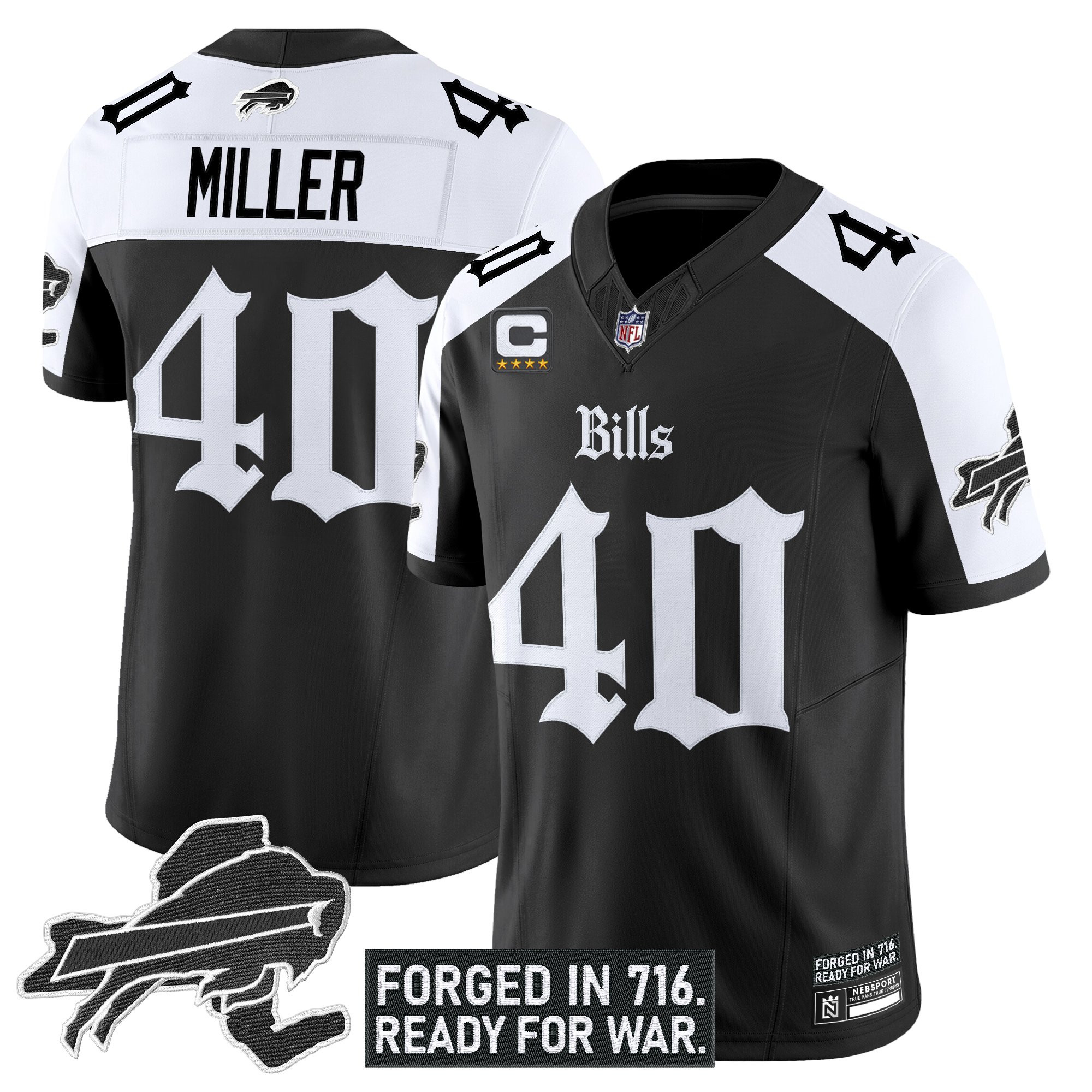 Von Miller Men's Buffalo Bills 'Gothic Cold Front Edition' Vapor Limited Alternate Jersey - All Stitched