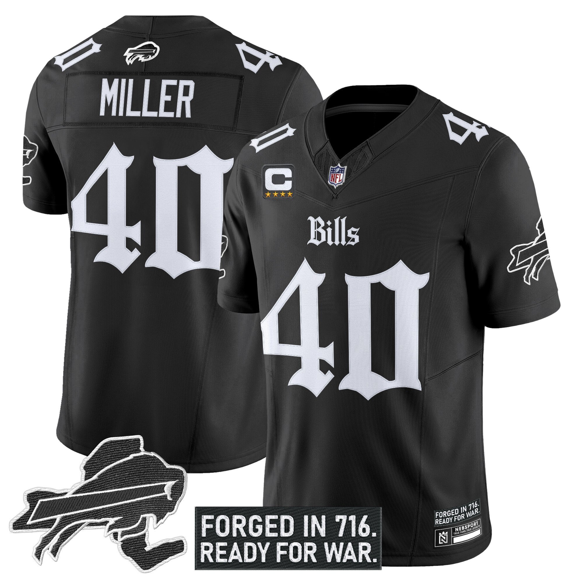 Von Miller Men's Buffalo Bills 'Gothic Cold Front Edition' Vapor Limited Black Jersey - All Stitched
