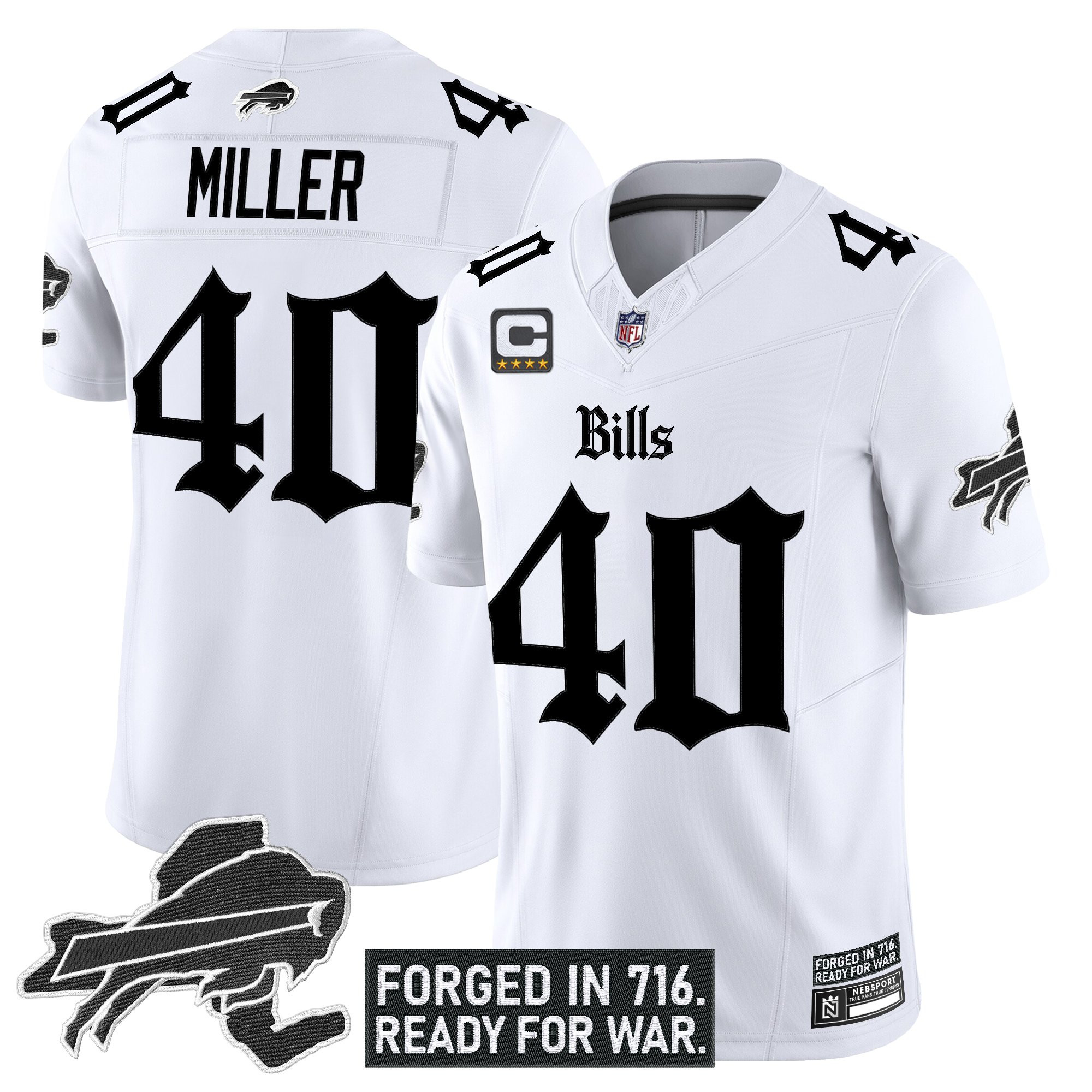 Von Miller Men's Buffalo Bills 'Gothic Cold Front Edition' Vapor Limited White Jersey - All Stitched