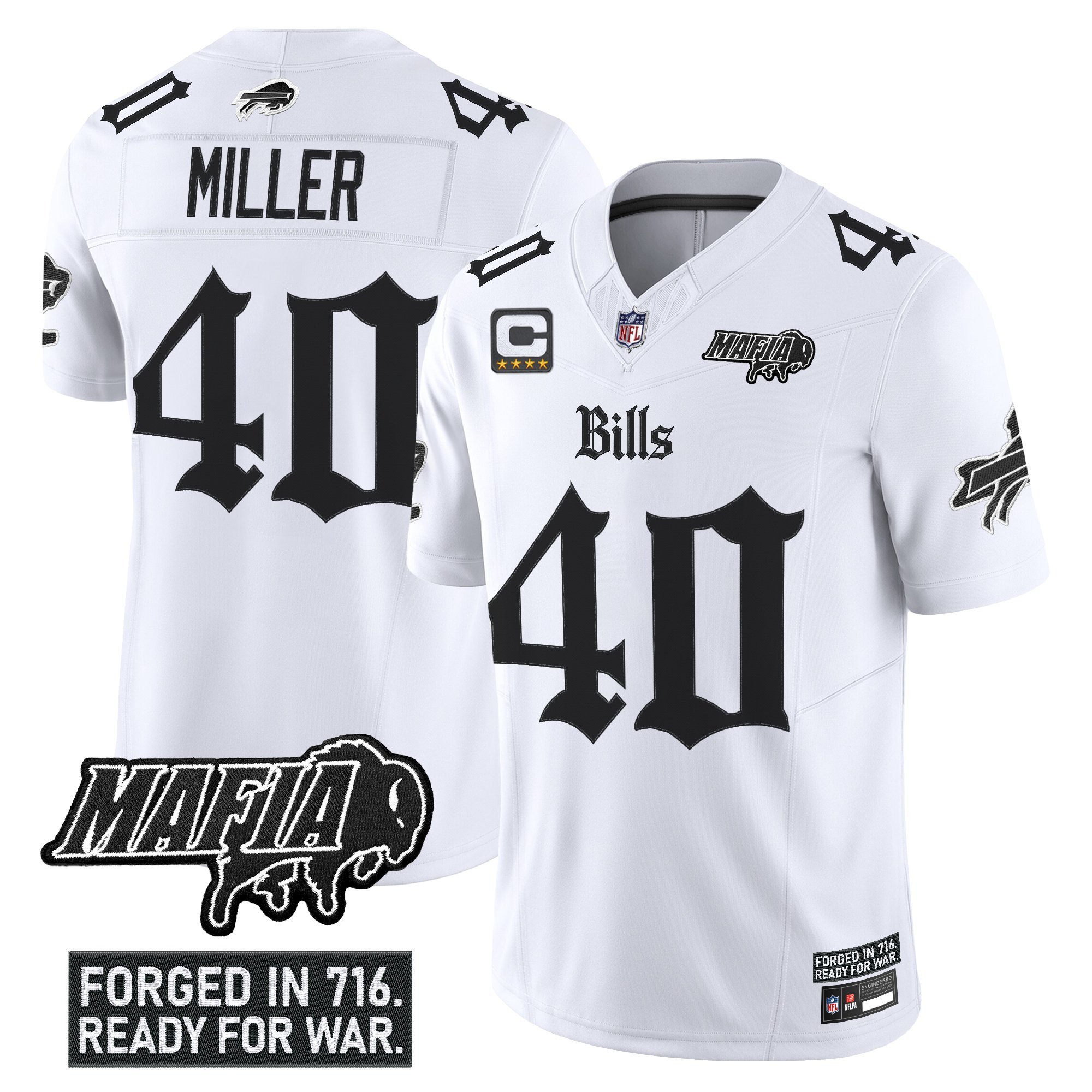 Von Miller Men's Buffalo Bills 'Gothic Cold Front Edition' Vapor Limited White Jersey - All Stitched