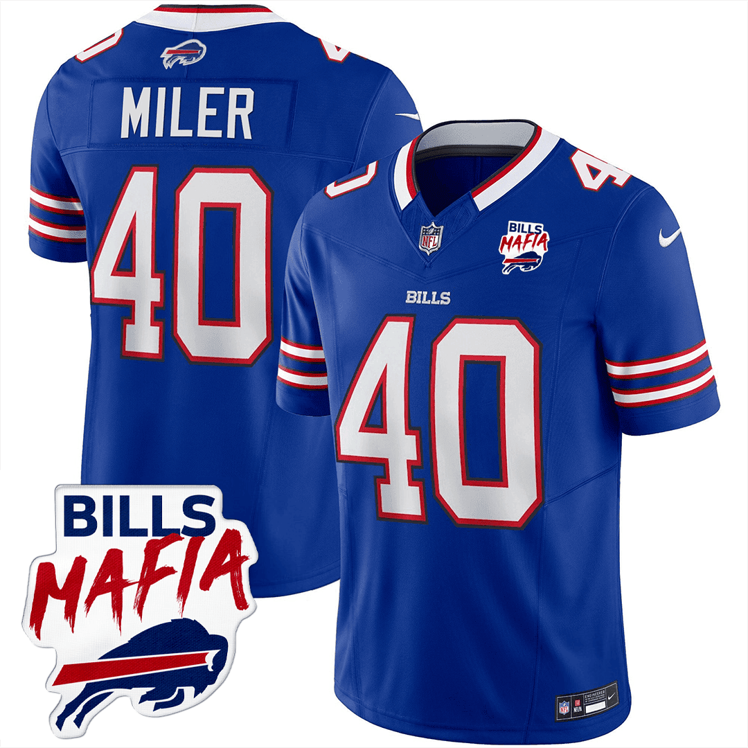 Von Miller Men's Buffalo Bills Mafia Patch Limited Royal Blue Jersey - All Stitched