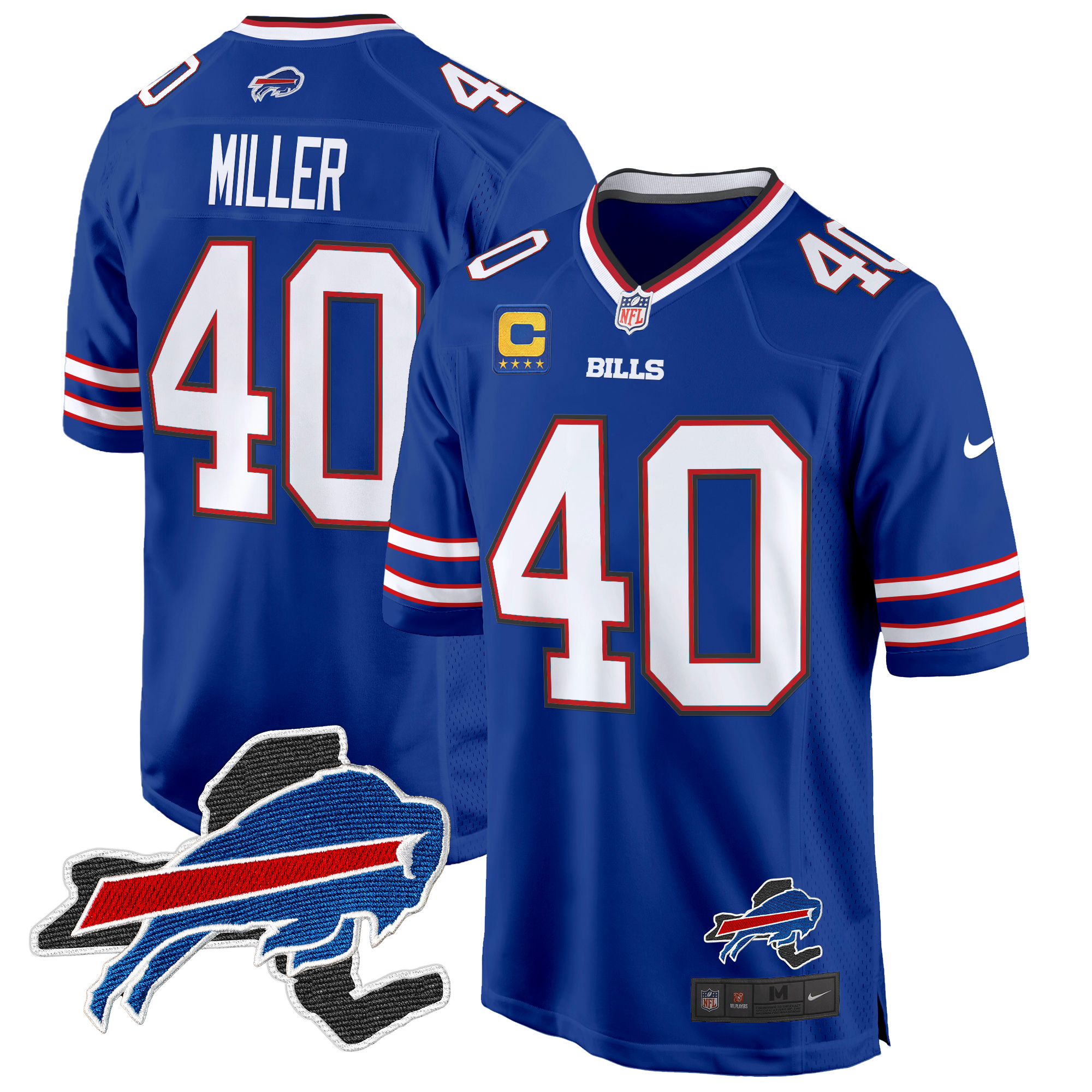 Von Miller Men's Buffalo Bills New York Patch Game Royal Jersey - All Stitched