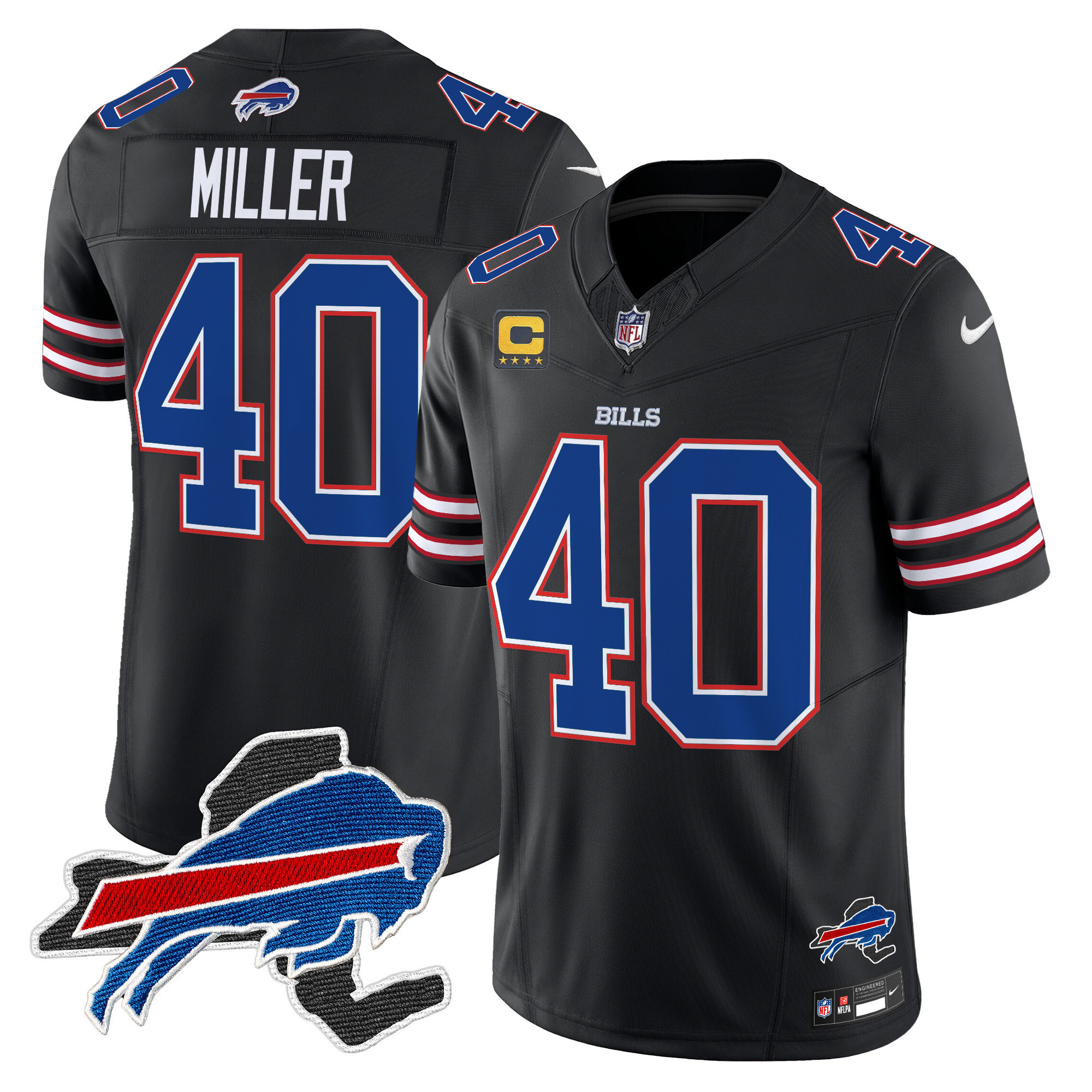 Von Miller Men's Buffalo Bills New York Patch Vapor Limited Black Jersey - All Stitched