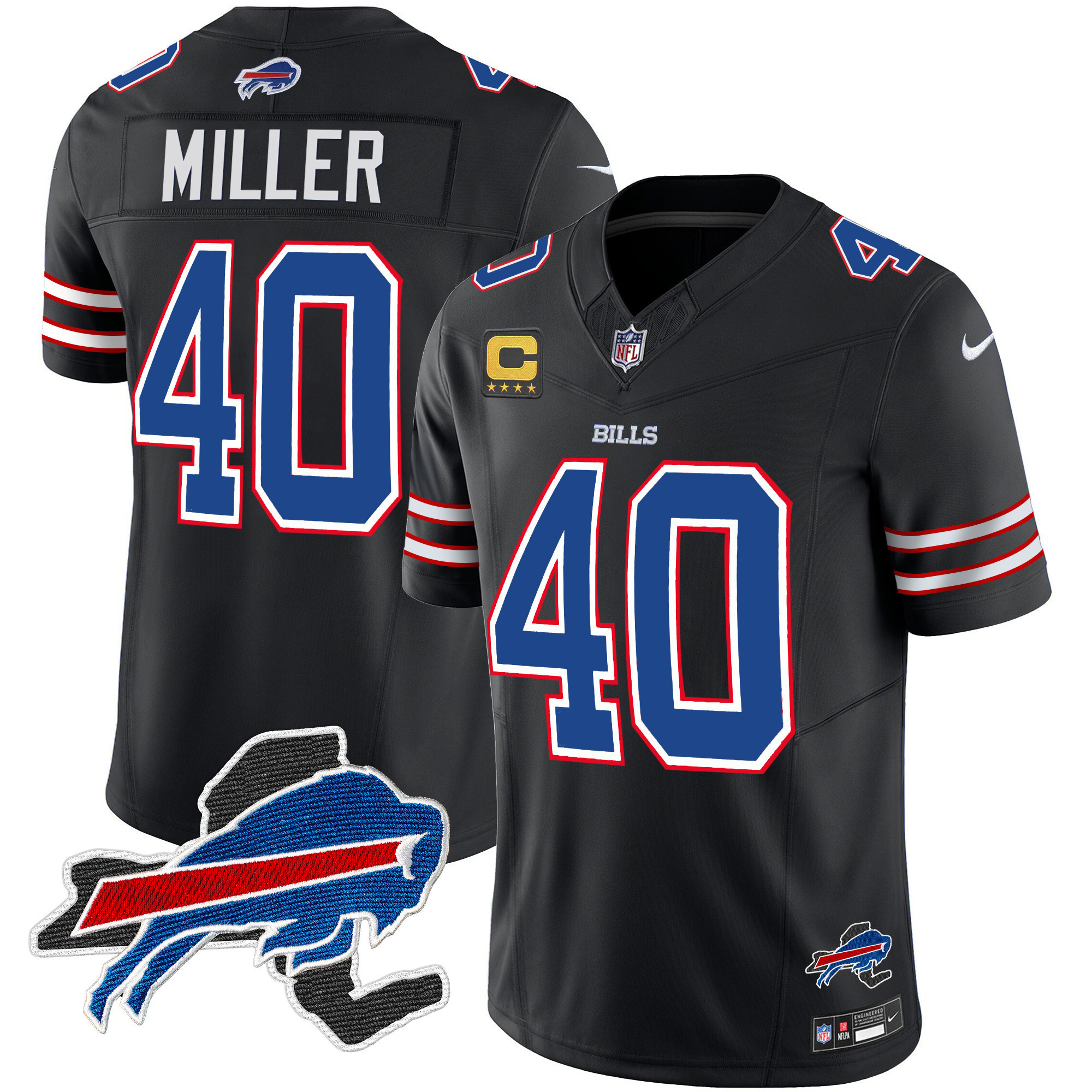 Von Miller Men's Buffalo Bills New York Patch Vapor Limited Black Jersey - All Stitched