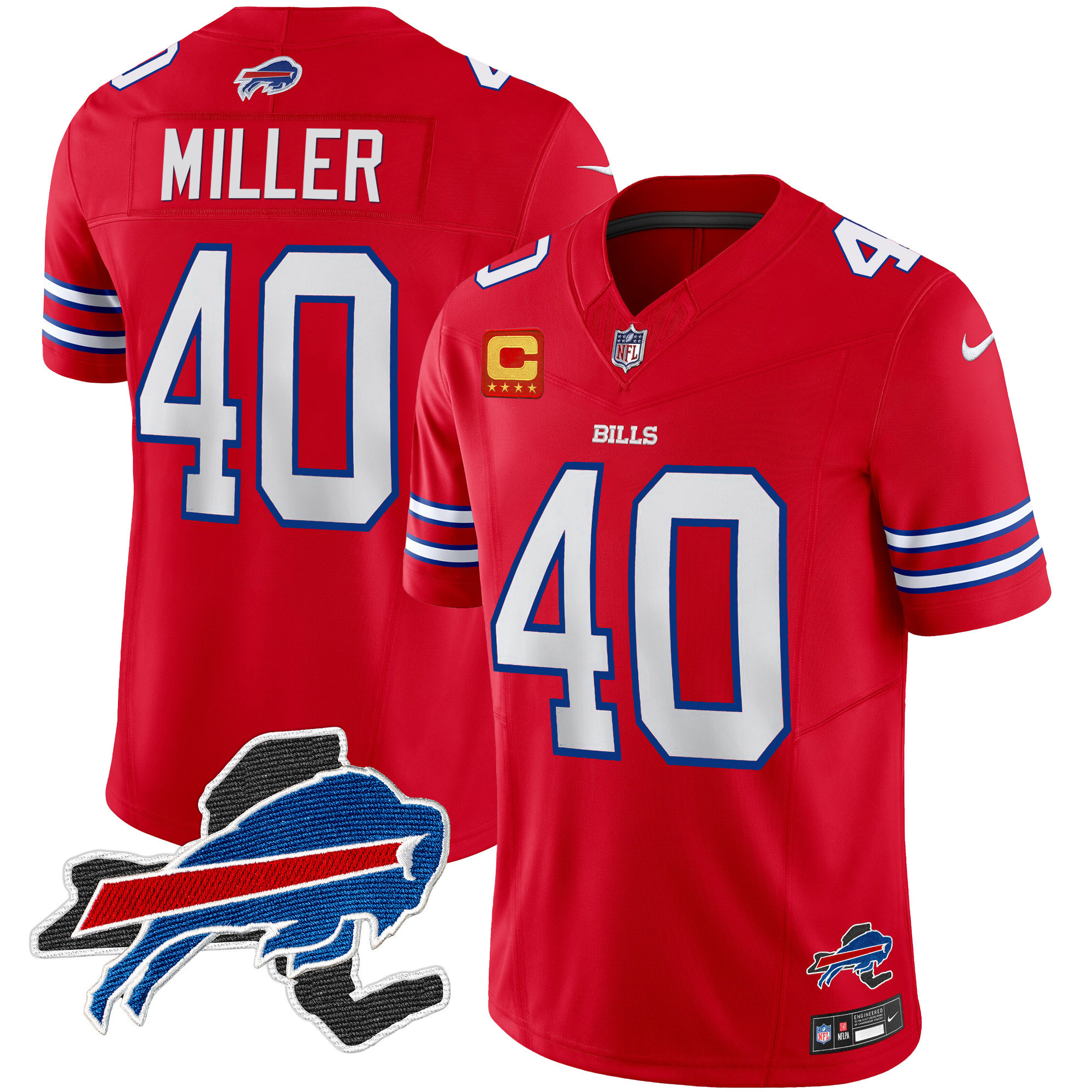 Von Miller Men's Buffalo Bills New York Patch Vapor Limited Red Jersey - All Stitched