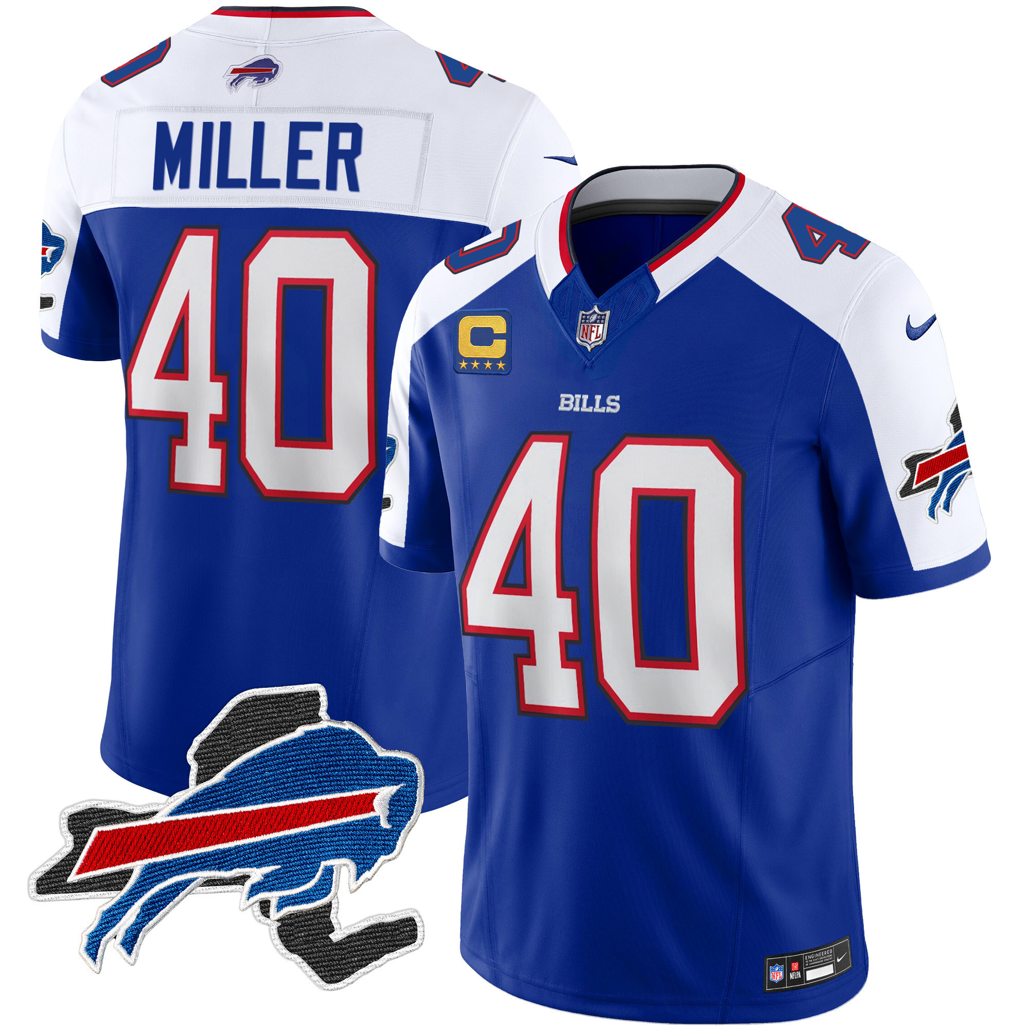 Von Miller Men's Buffalo Bills New York Patch Vapor Limited Royal Alternate Jersey - All Stitched