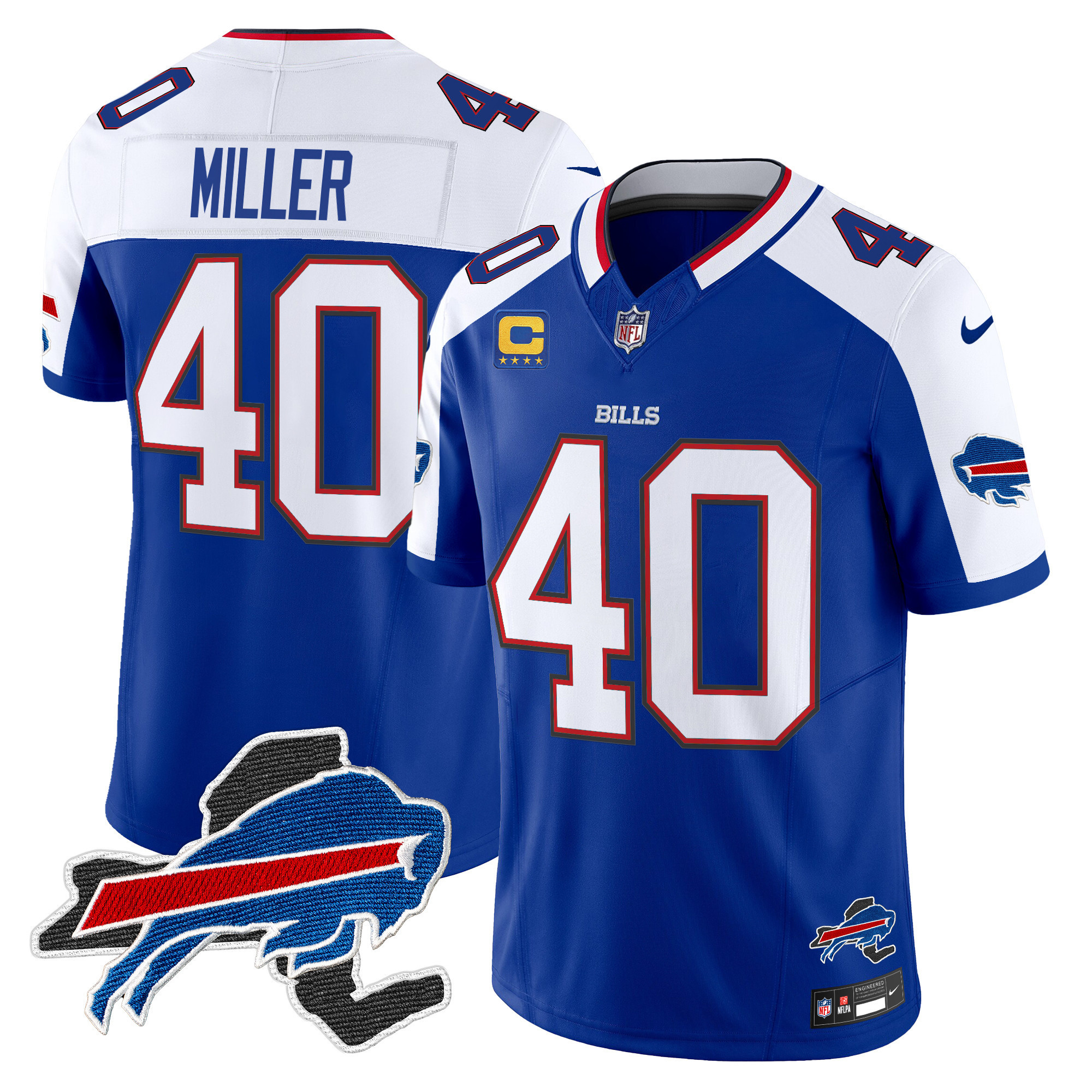 Von Miller Men's Buffalo Bills New York Patch Vapor Limited Royal Alternate Jersey - All Stitched