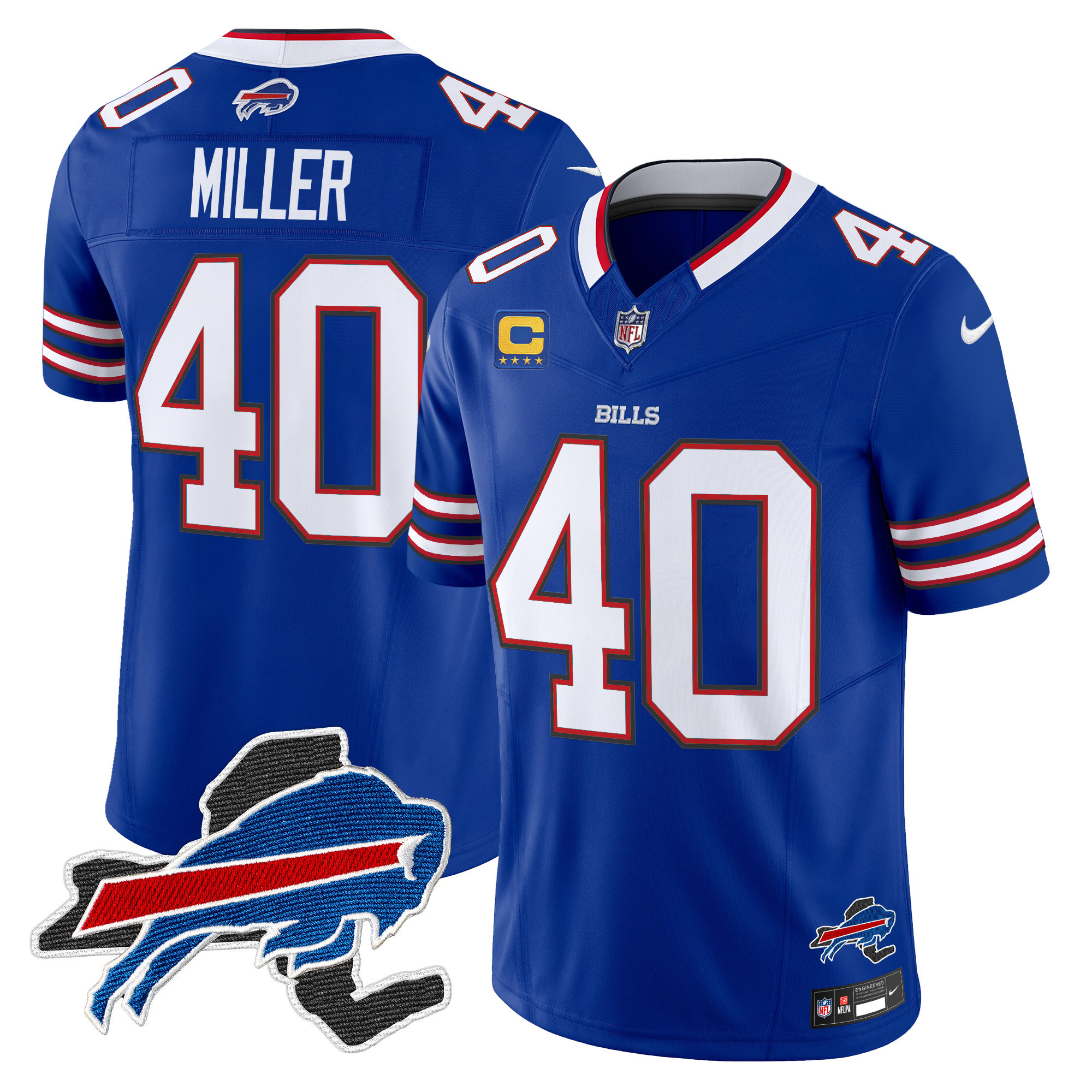 Von Miller Men's Buffalo Bills New York Patch Vapor Limited Royal Jersey - All Stitched