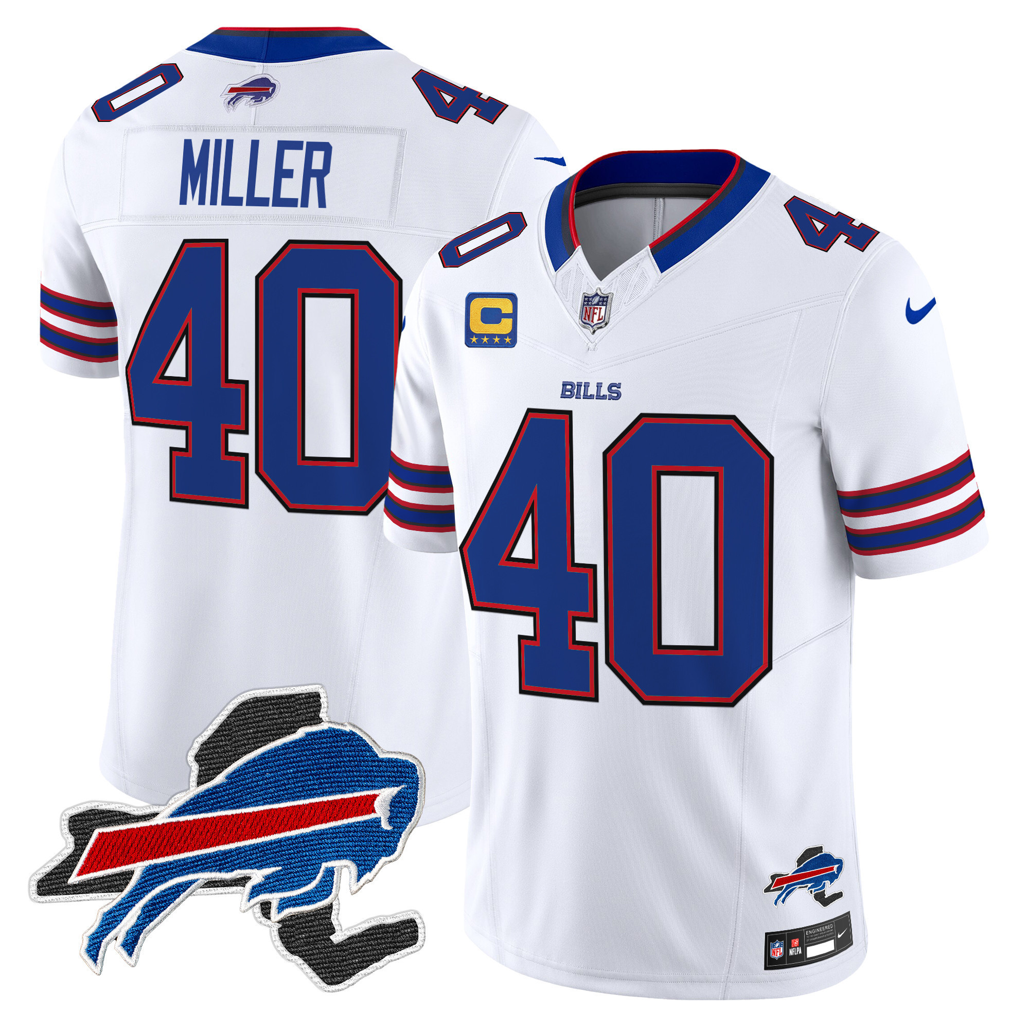 Von Miller Men's Buffalo Bills New York Patch Vapor Limited White Jersey - All Stitched
