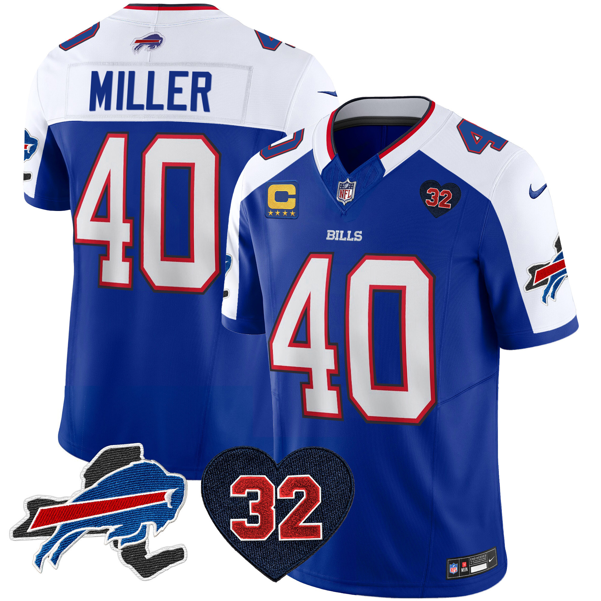 Von Miller Men's Buffalo Bills O.J. Simpson Patch Vapor Limited Royal Alternate Jersey - All Stitched