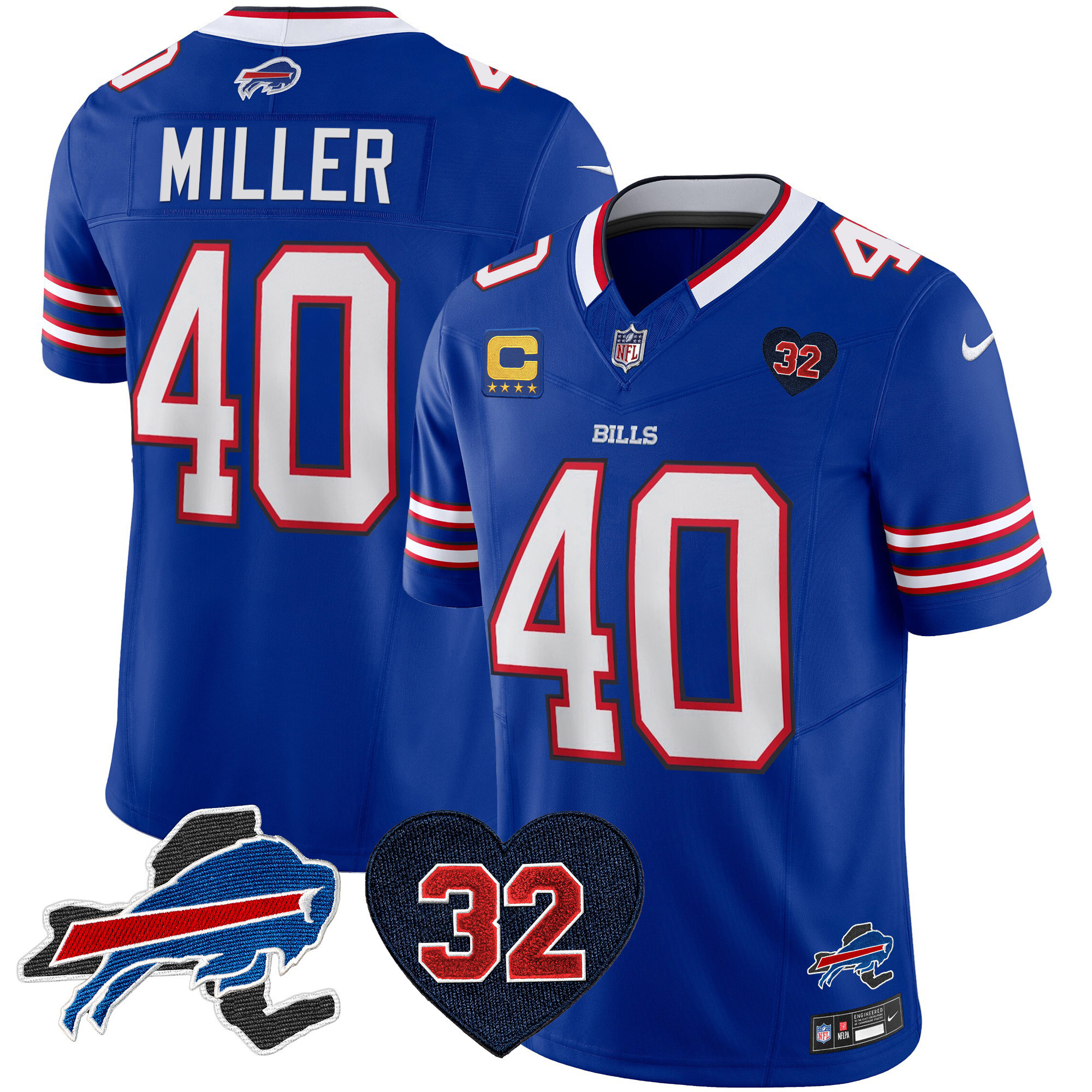 Von Miller Men's Buffalo Bills O.J. Simpson Patch Vapor Limited Royal Jersey - All Stitched