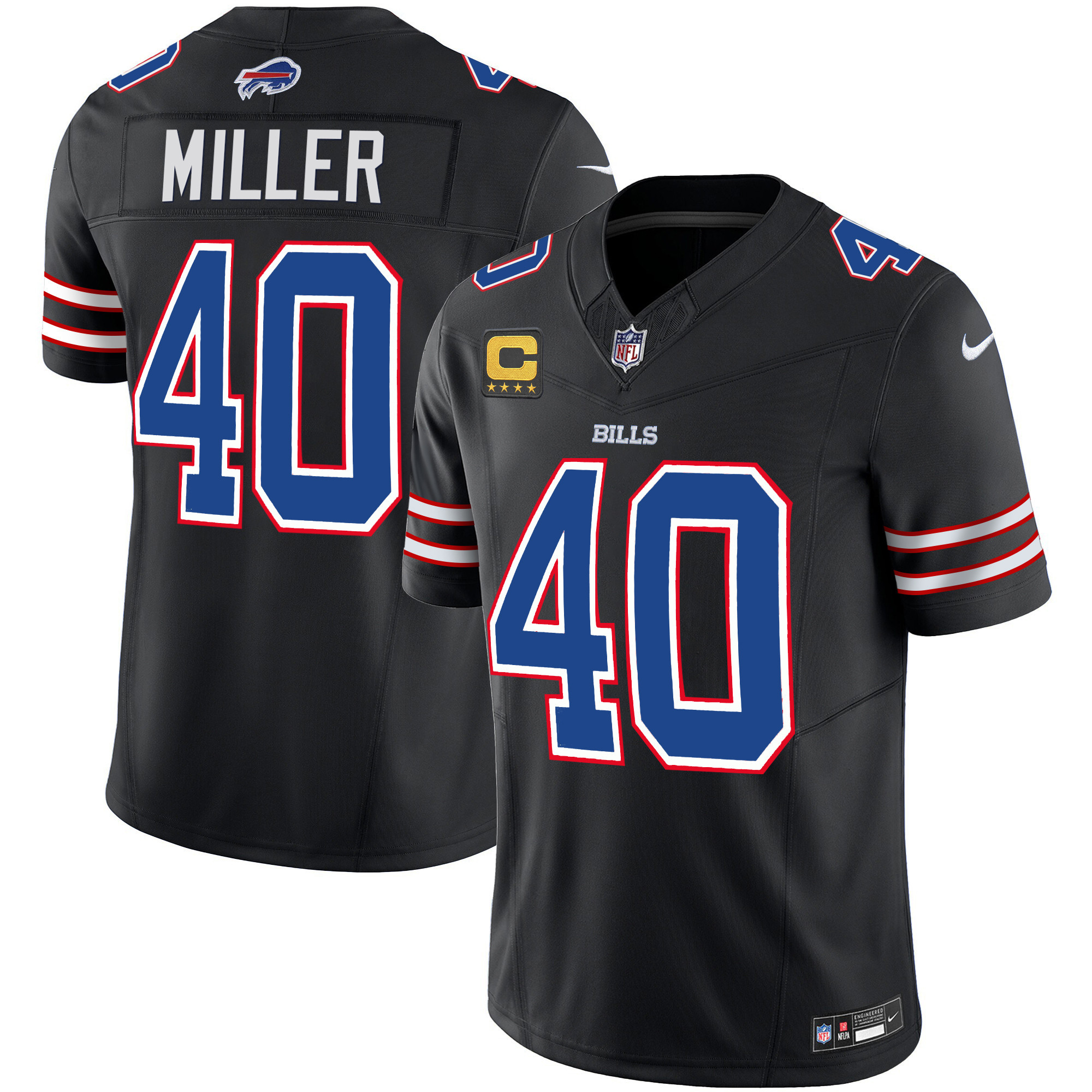 Von Miller Men's Buffalo Bills Vapor Limited Black Jersey - All Stitched
