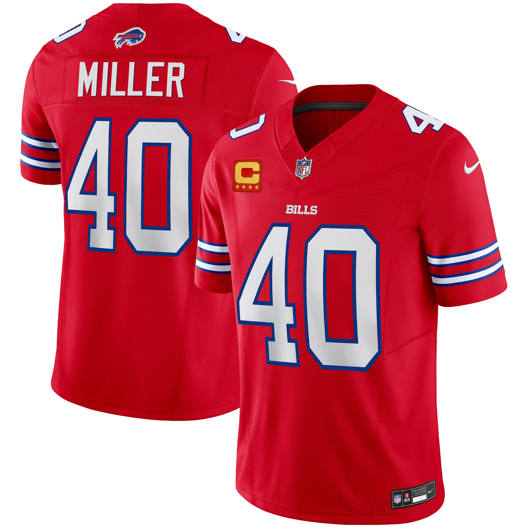 Von Miller Men's Buffalo Bills Vapor Limited Red Jersey - All Stitched