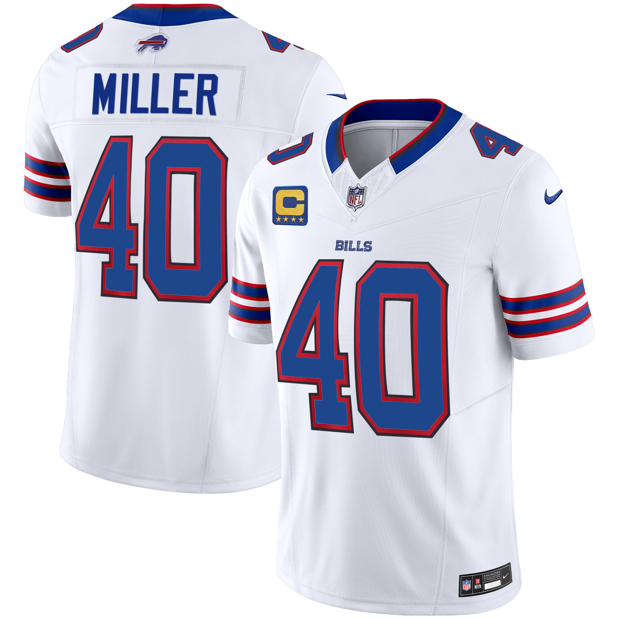Von Miller Men's Buffalo Bills Vapor Limited White Jersey - All Stitched