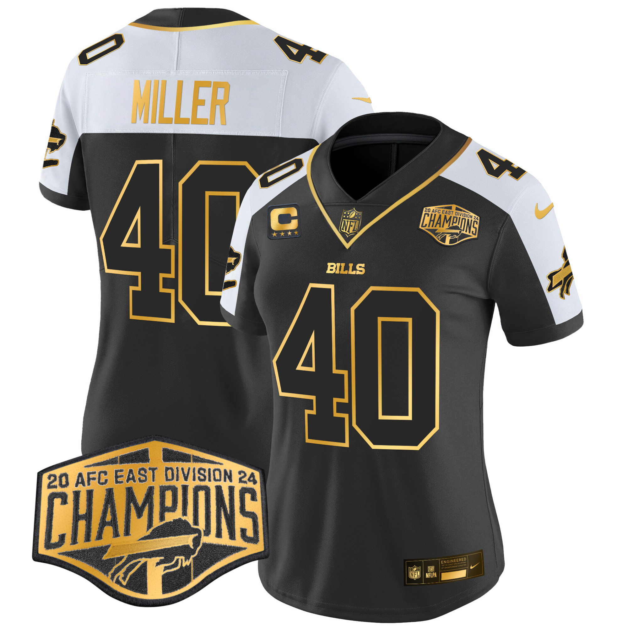 Von Miller Women's Buffalo Bills 2024 AFC East Division Champions Gold Vapor Limited Alternate Jersey - All Stitched
