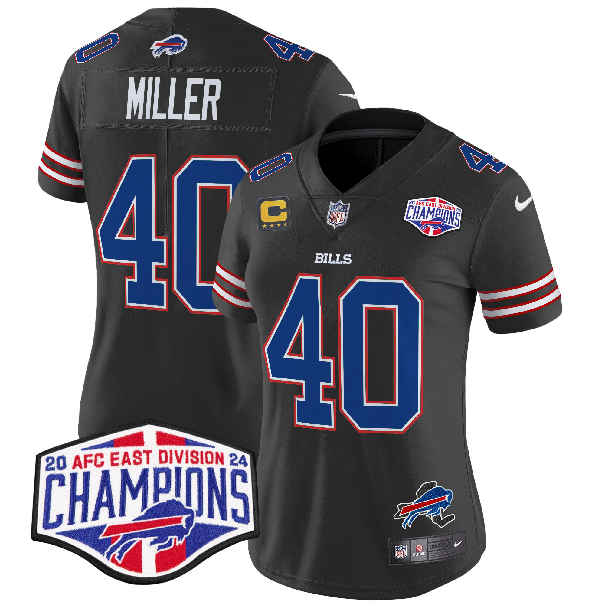 Von Miller Women's Buffalo Bills 2024 AFC East Division Champions Vapor Limited Black Jersey - All Stitched