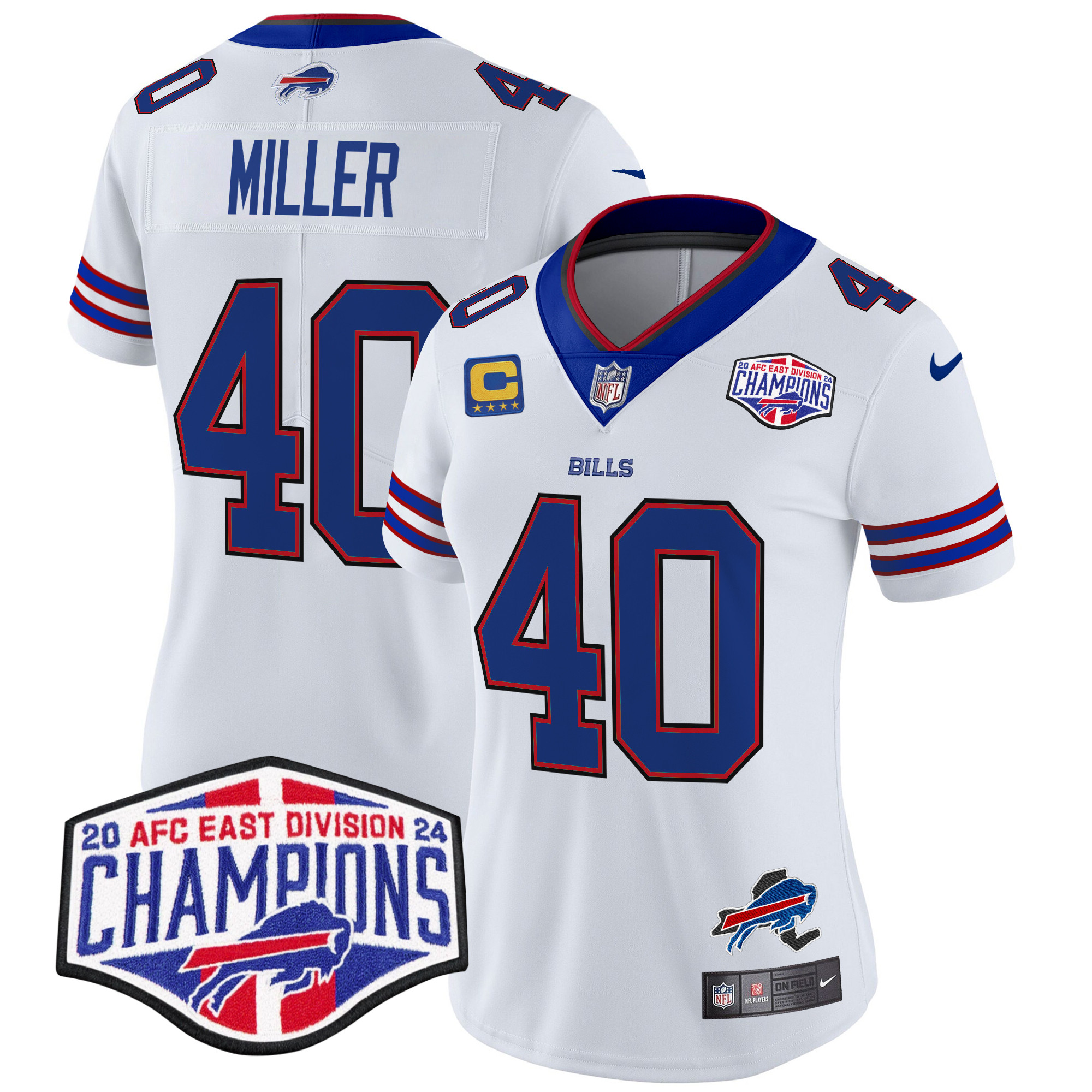 Von Miller Women's Buffalo Bills 2024 AFC East Division Champions Vapor Limited White Jersey - All Stitched