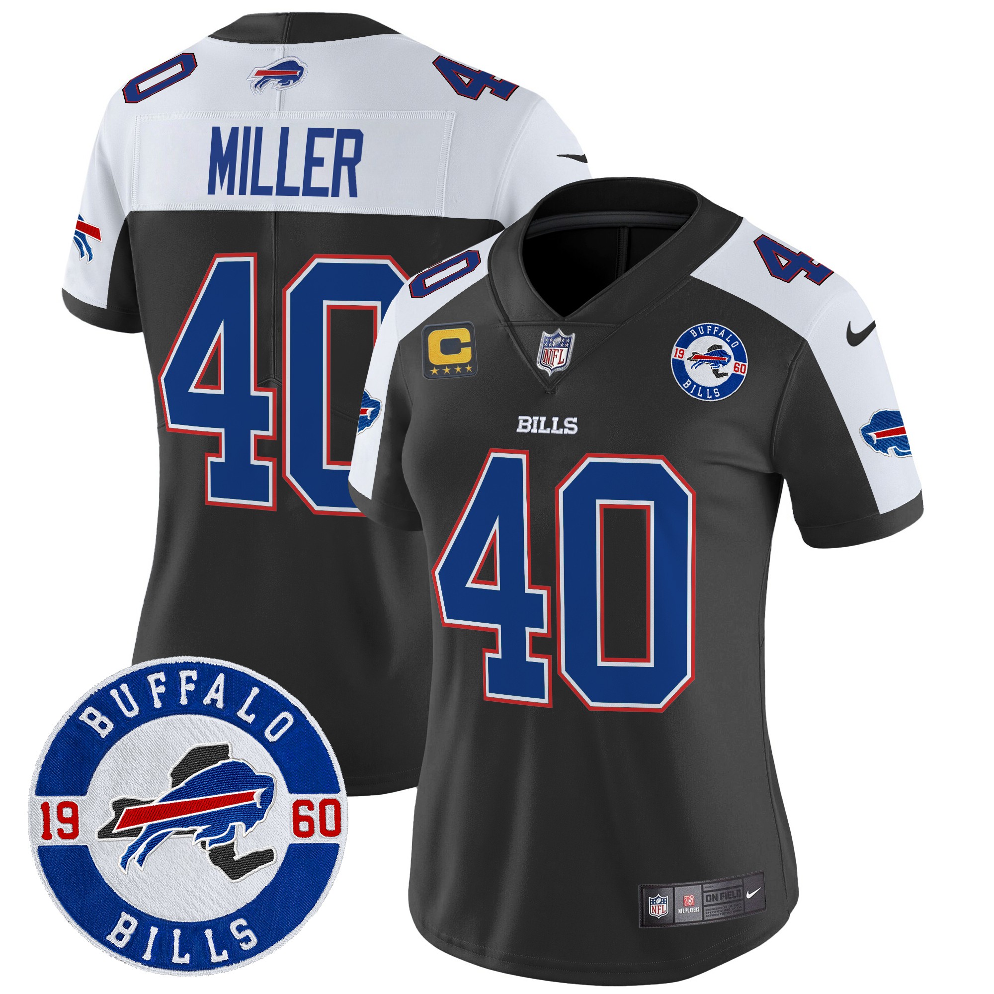 Von Miller Women's Buffalo Bills 2024 Vapor Limited Black Alternate Jersey - All Stitched