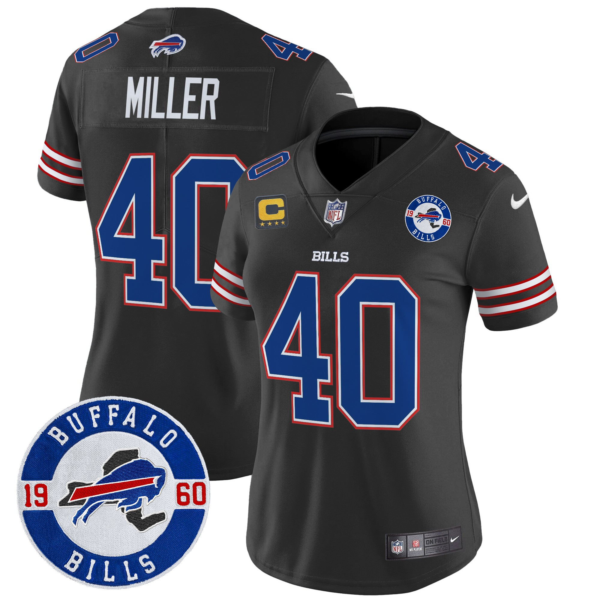 Von Miller Women's Buffalo Bills 2024 Vapor Limited Black Jersey - All Stitched