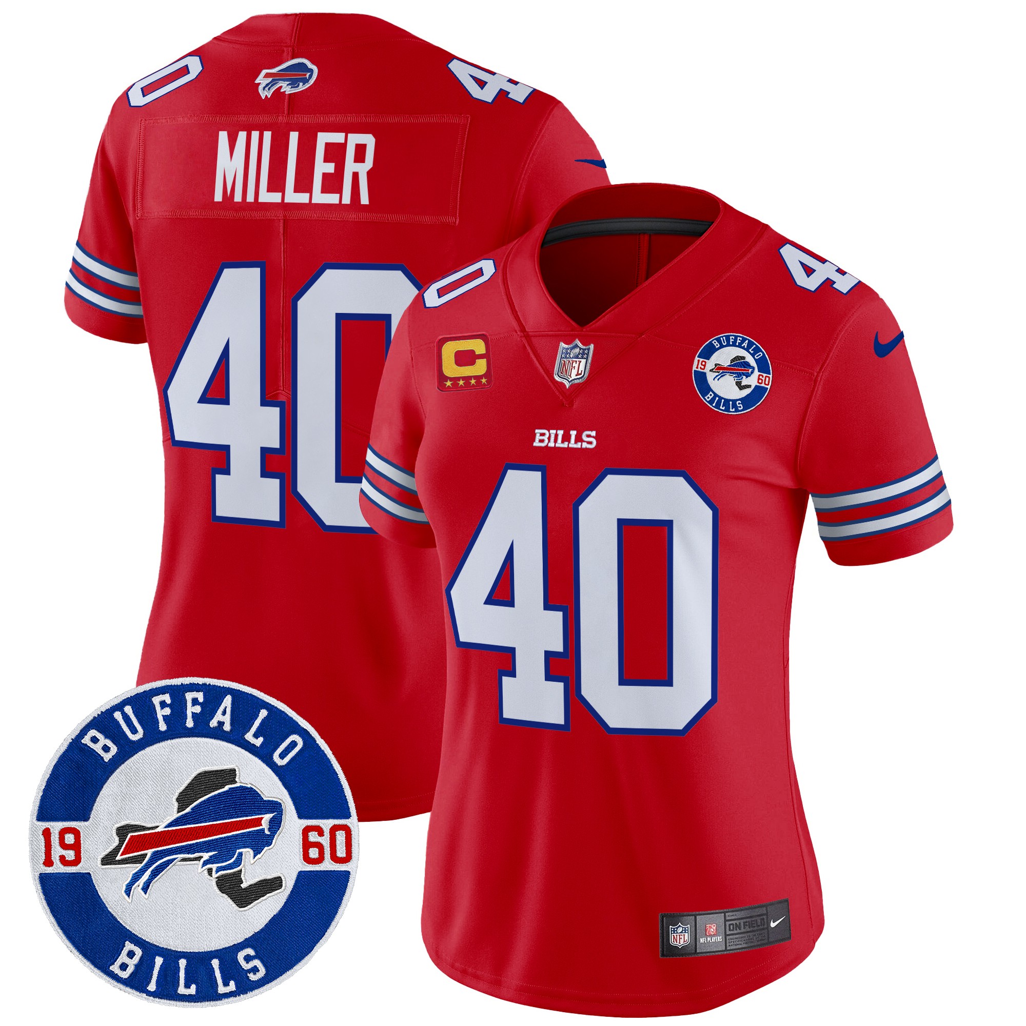 Von Miller Women's Buffalo Bills 2024 Vapor Limited Red Jersey - All Stitched