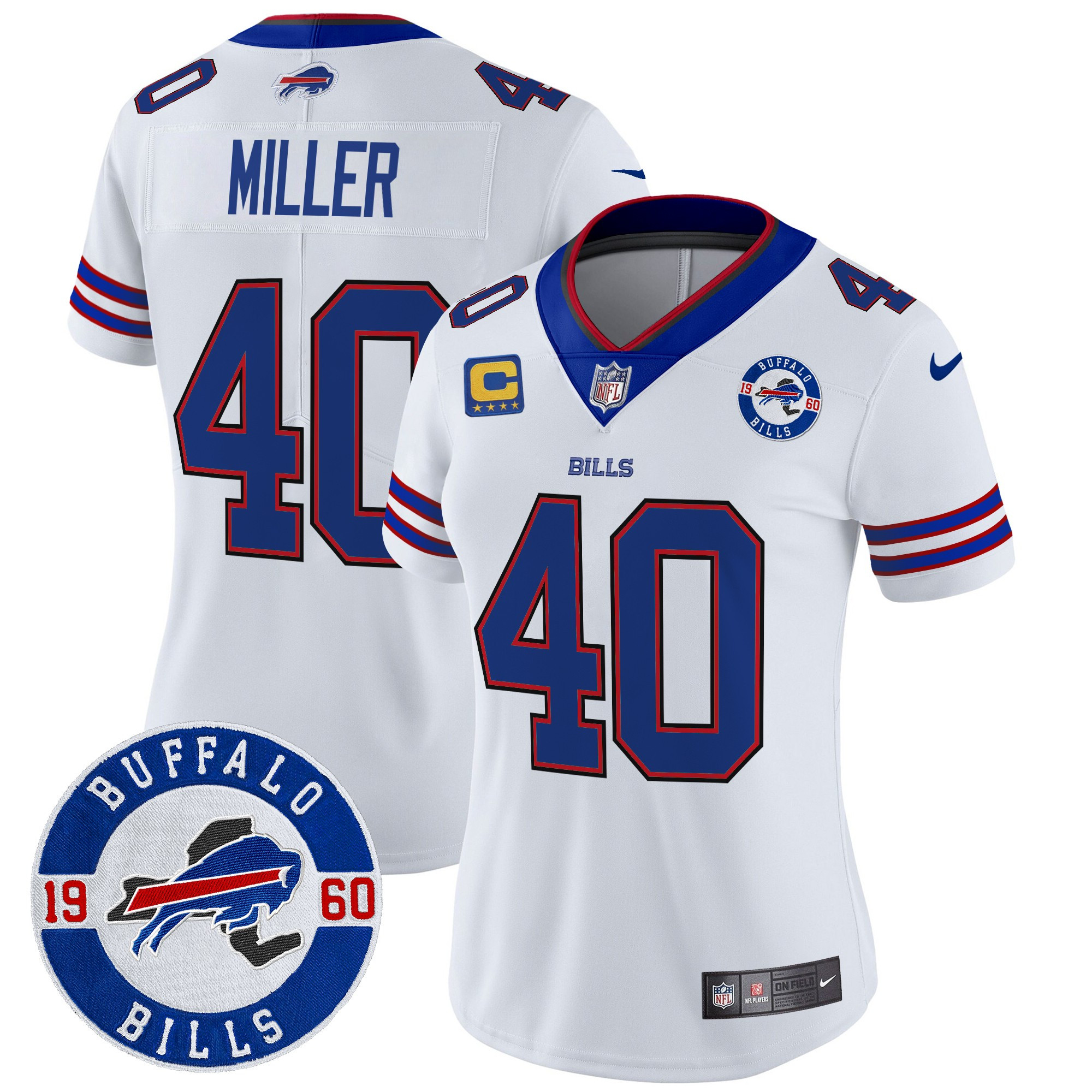 Von Miller Women's Buffalo Bills 2024 Vapor Limited White Jersey - All Stitched