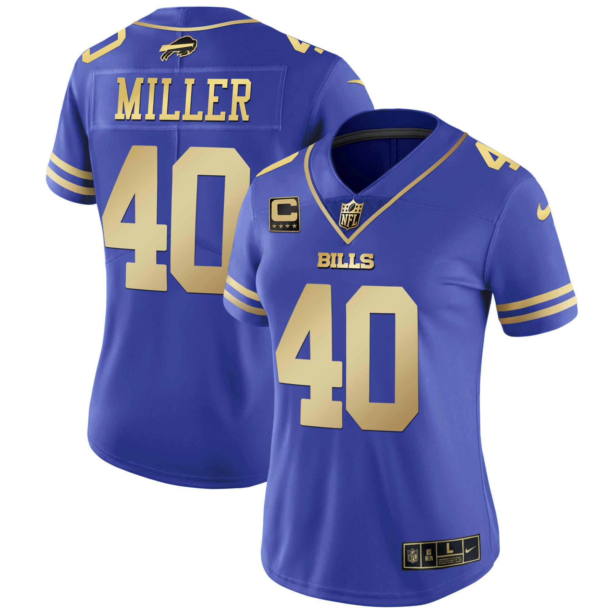 Von Miller Women's Buffalo Bills Black Red Vapor Royal Gold Jersey - All Stitched