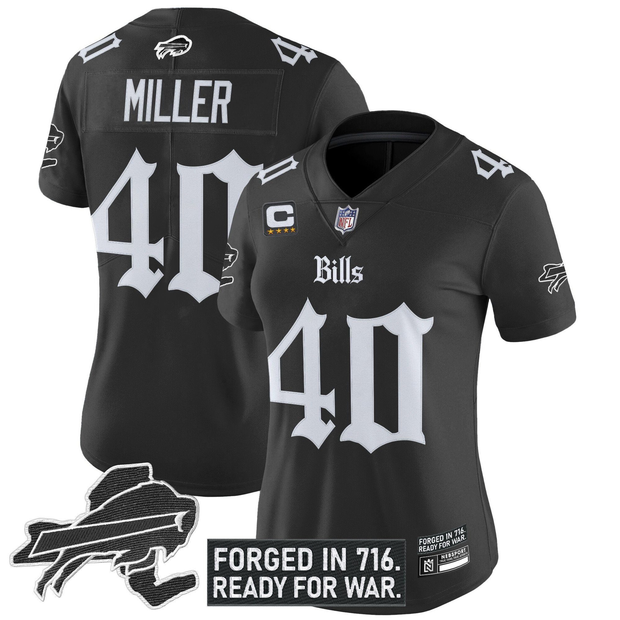 Von Miller Women's Buffalo Bills 'Gothic Cold Front Edition' Vapor Limited Black Jersey - All Stitched