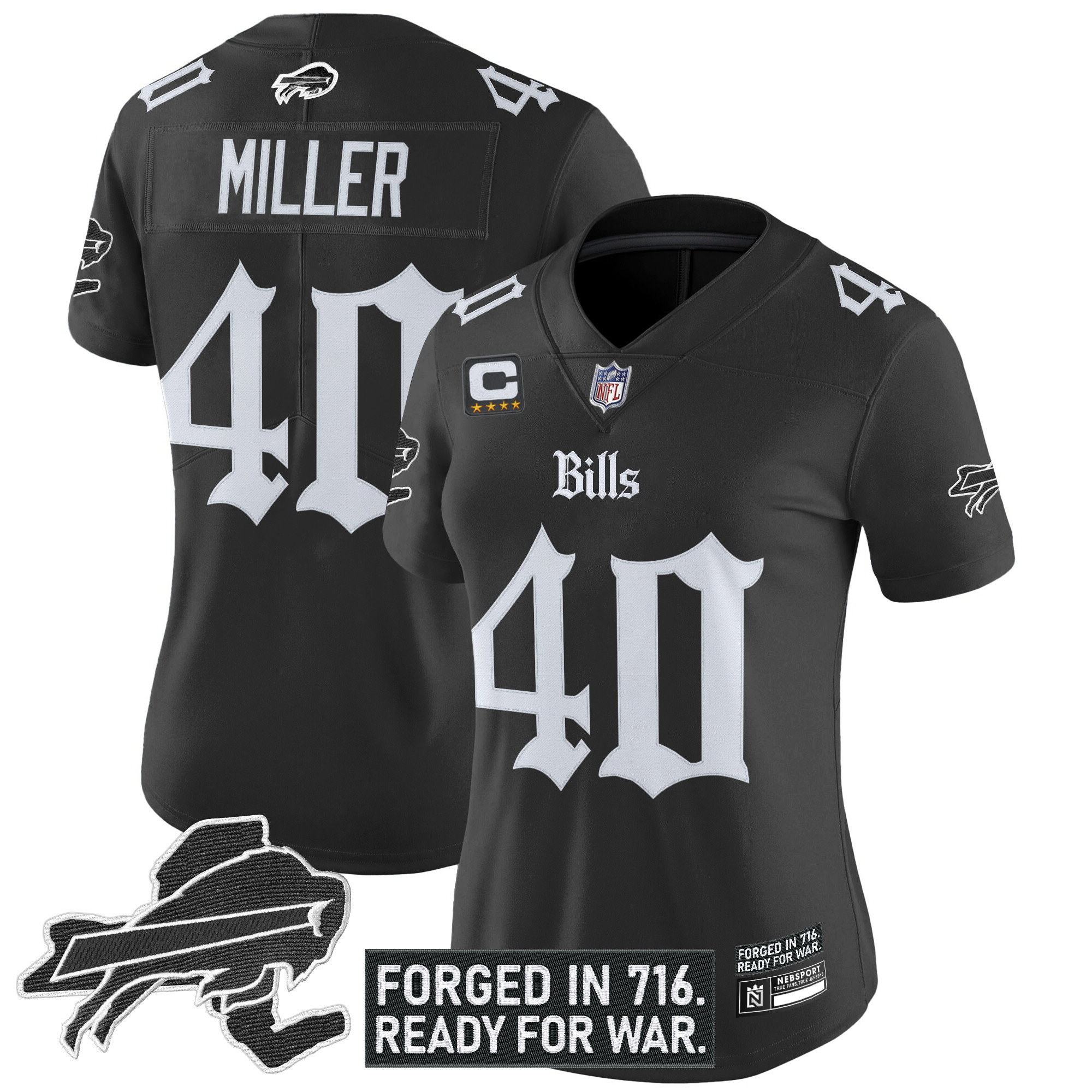 Von Miller Women's Buffalo Bills 'Gothic Cold Front Edition' Vapor Limited Black Jersey - All Stitched