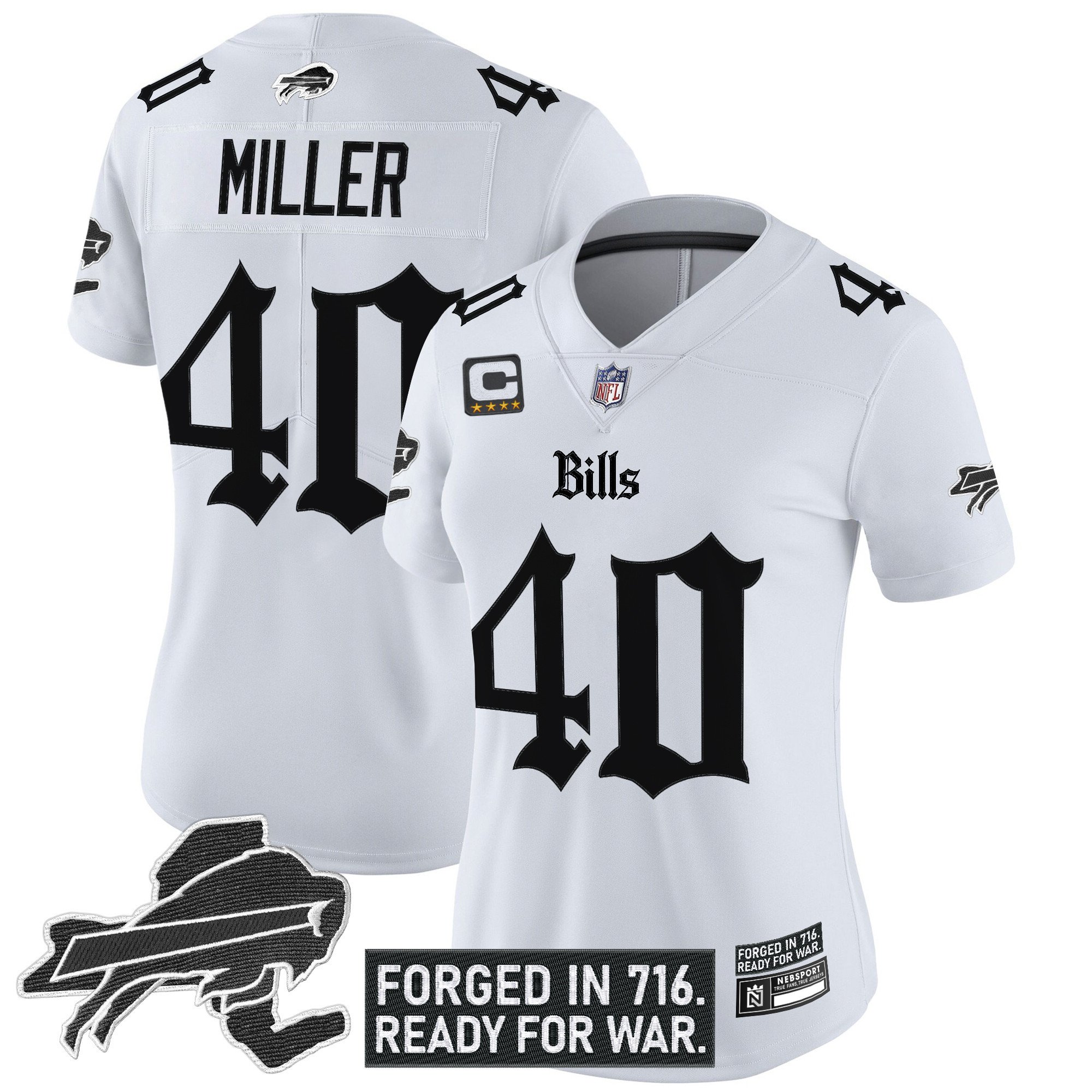 Von Miller Women's Buffalo Bills 'Gothic Cold Front Edition' Vapor Limited White Jersey - All Stitched