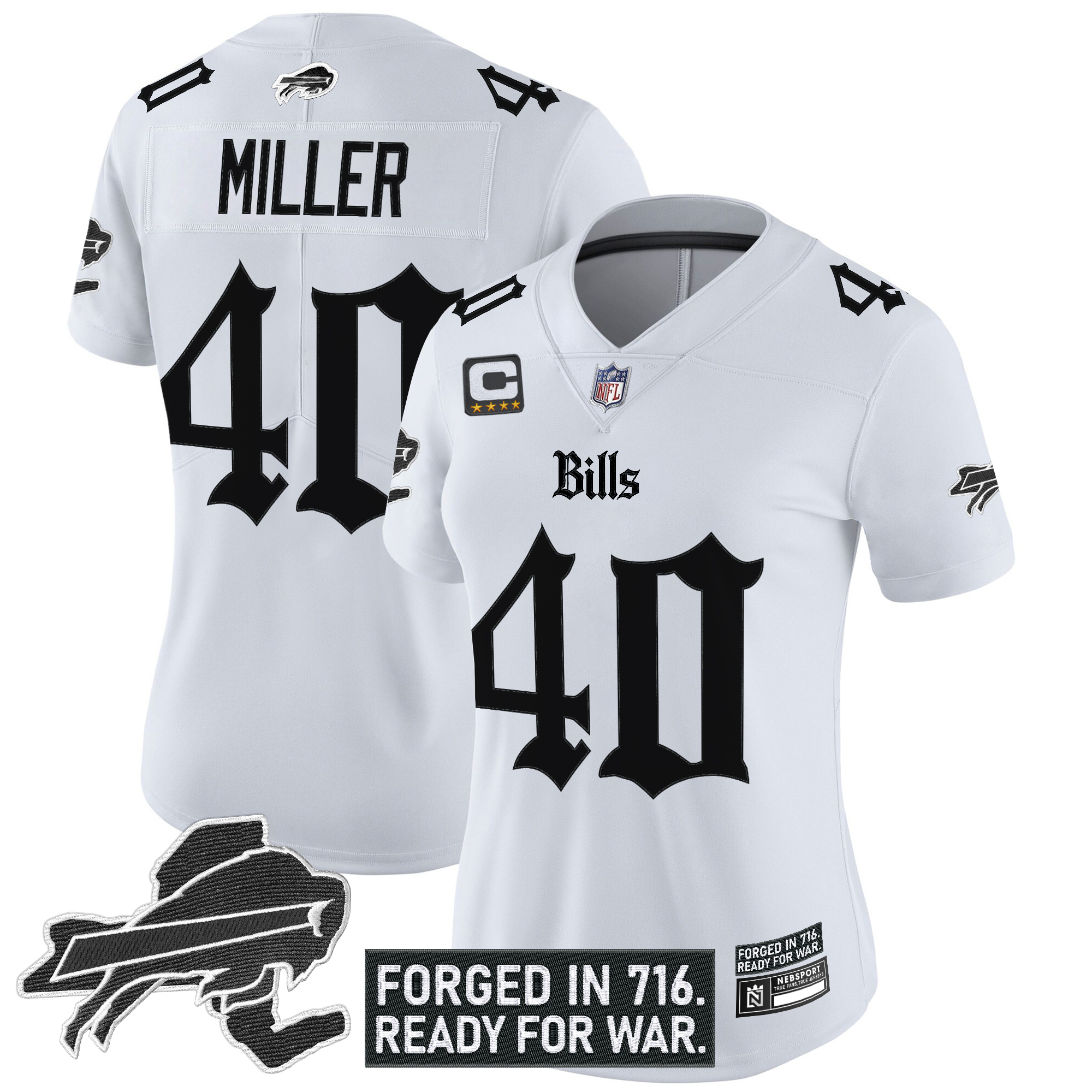 Von Miller Women's Buffalo Bills 'Gothic Cold Front Edition' Vapor Limited White Jersey - All Stitched