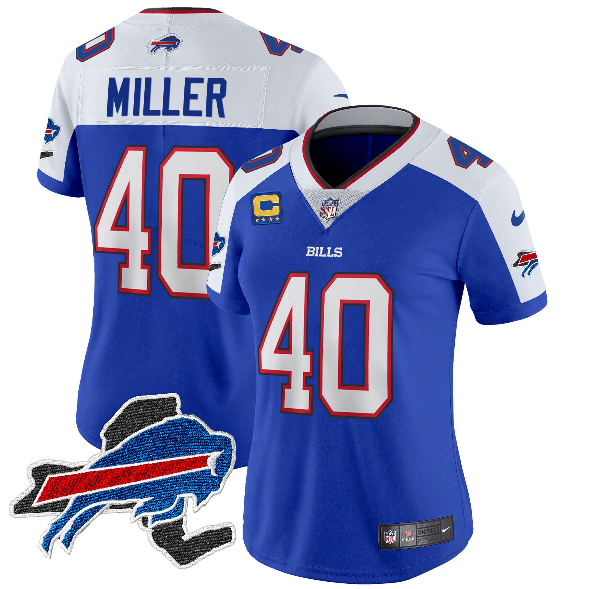 Von Miller Women's Buffalo Bills New York Patch Vapor Limited Royal Alternate Jersey - All Stitched