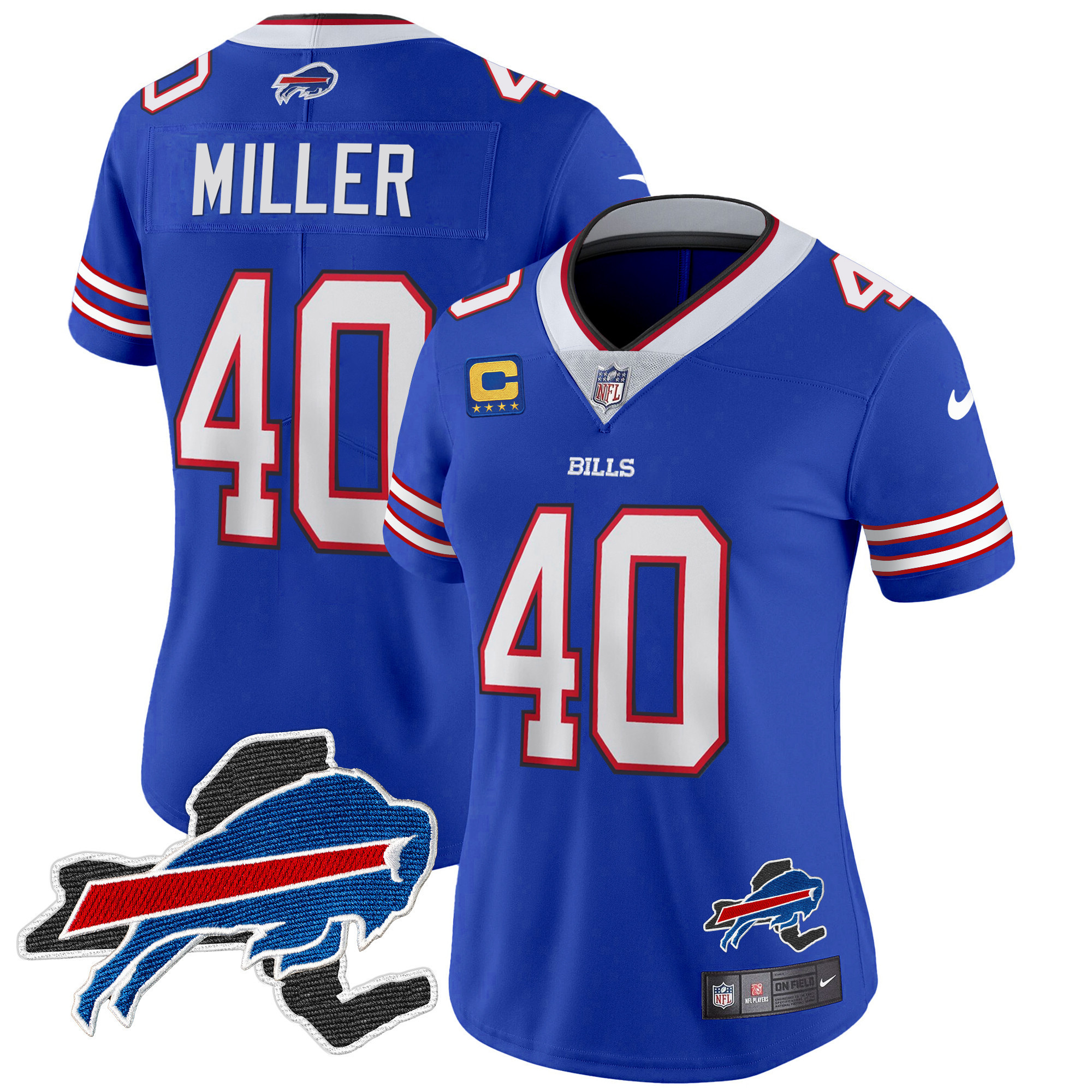 Von Miller Women's Buffalo Bills New York Patch Vapor Limited Royal Jersey - All Stitched