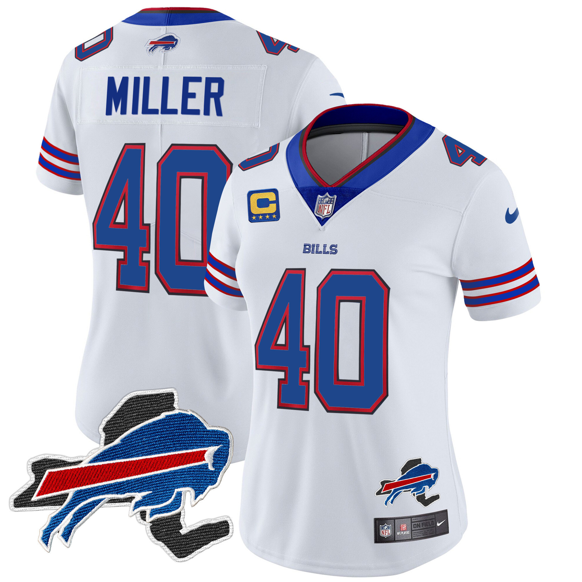 Von Miller Women's Buffalo Bills New York Patch Vapor Limited White Jersey - All Stitched
