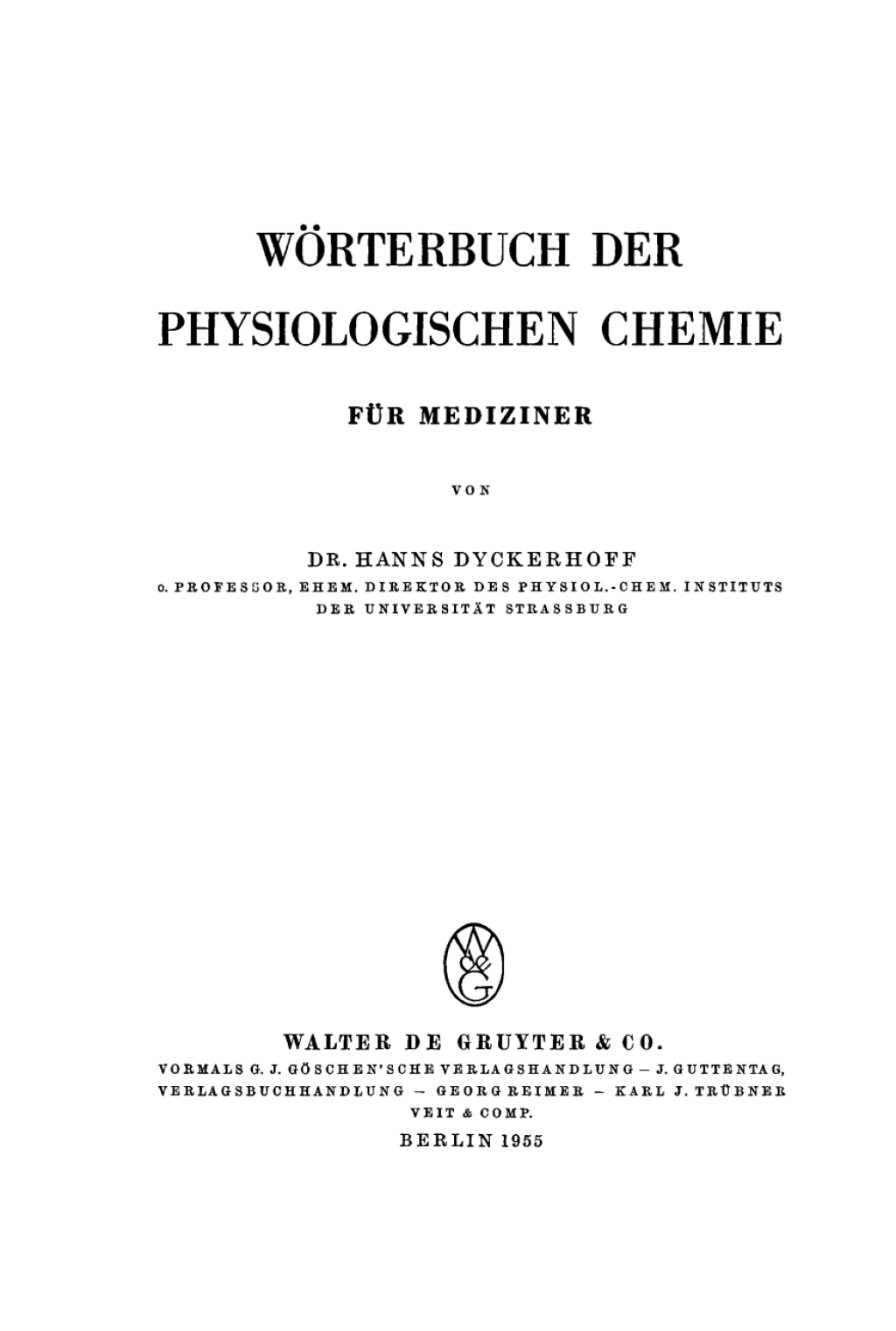 WÃ¶rterbuch der physiologischen Chemie fÃ¼r Mediziner 1st Edition â€“ PDF/EPUB Version Downloadable