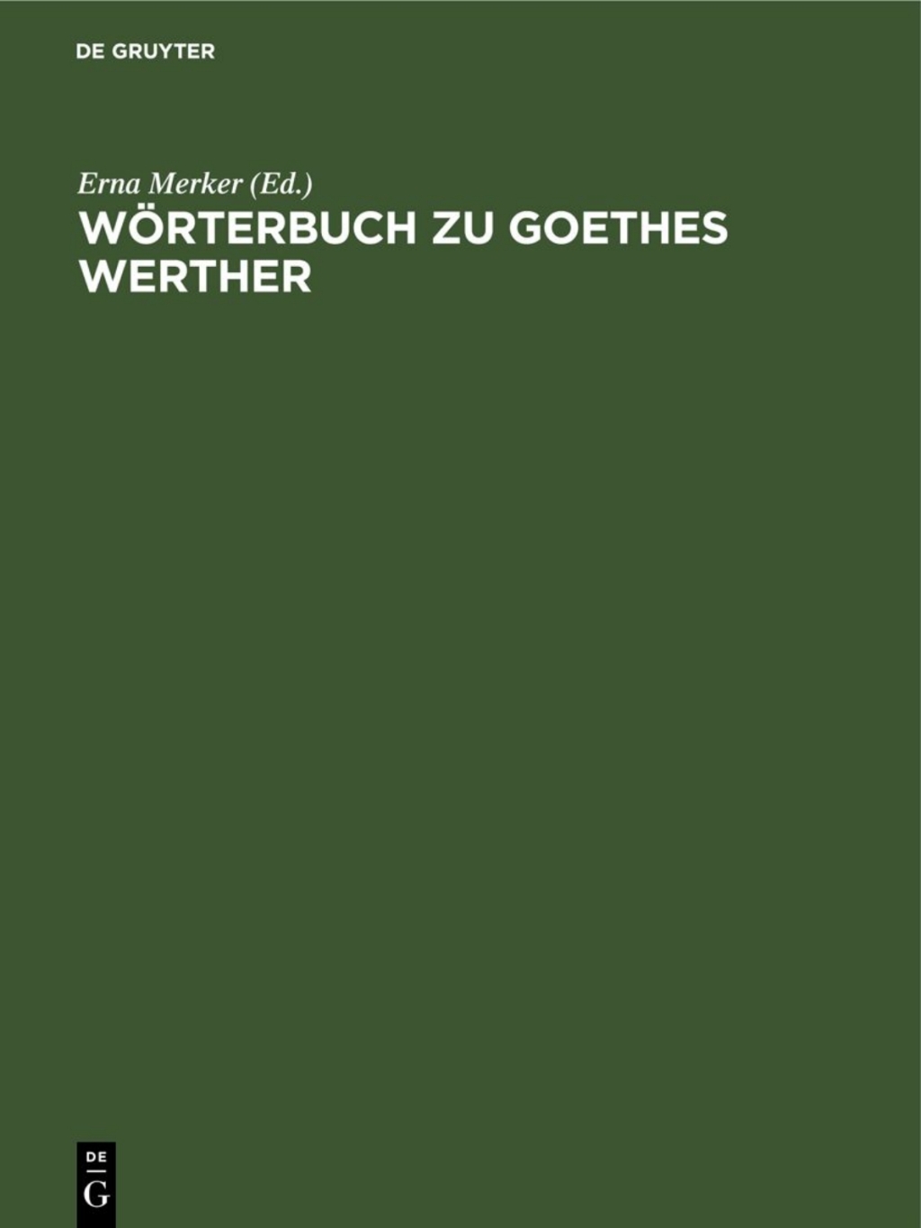 WÃ¶rterbuch zu Goethes Werther 1st Edition â€“ PDF/EPUB Version Downloadable