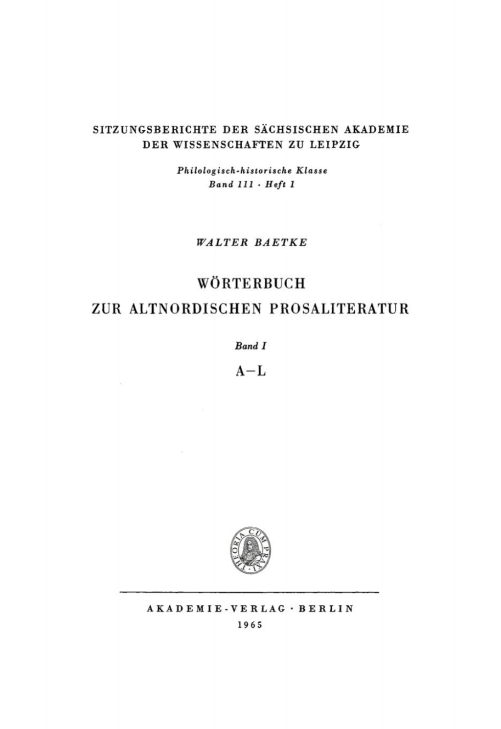 WÃ¶rterbuch zur altnordischen Prosaliteratur, Band 1: Aâ€“L 1st Edition â€“ PDF/EPUB Version Downloadable