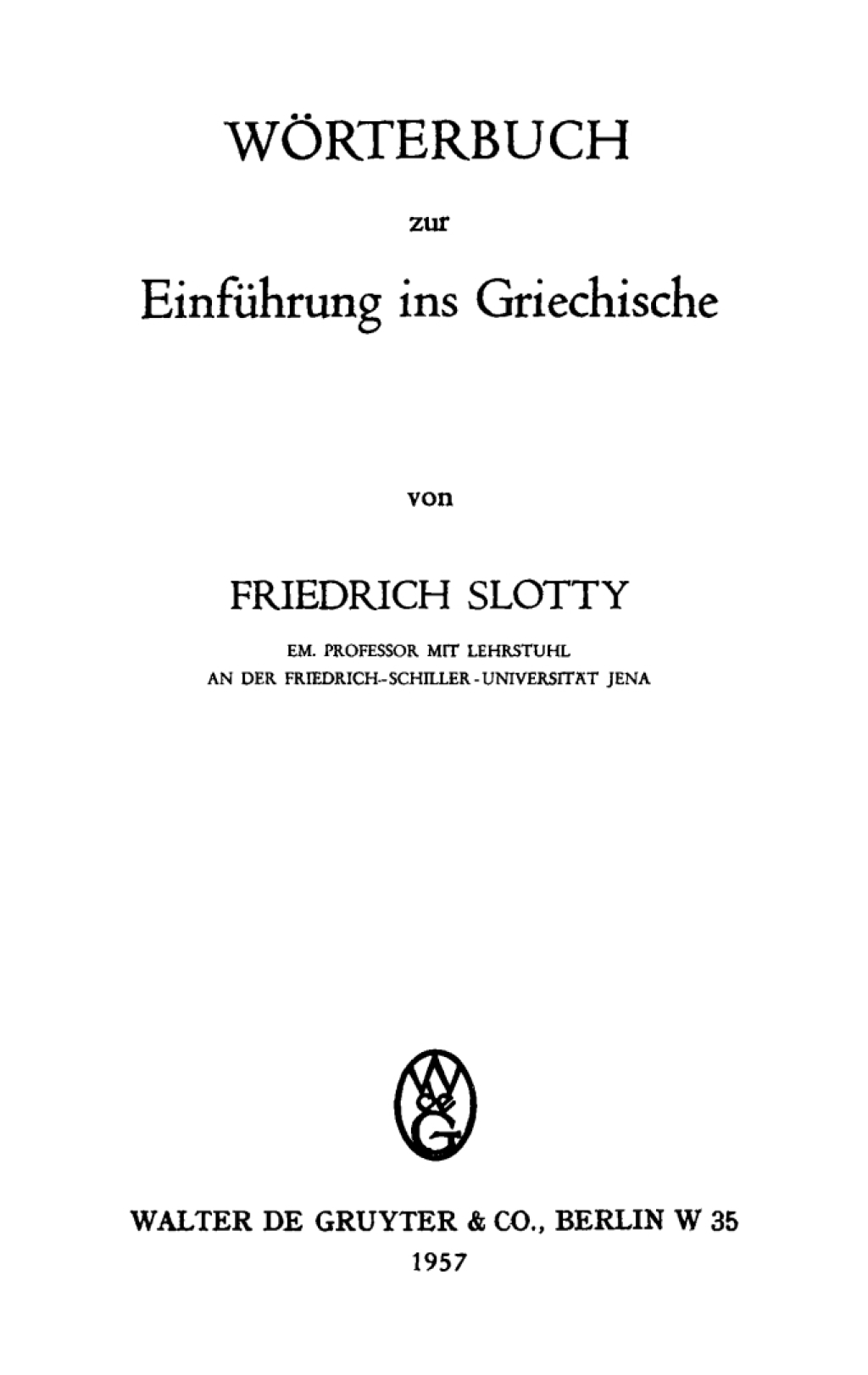 WÃ¶rterbuch zur EinfÃ¼hrung ins Griechische 1st Edition â€“ PDF/EPUB Version Downloadable