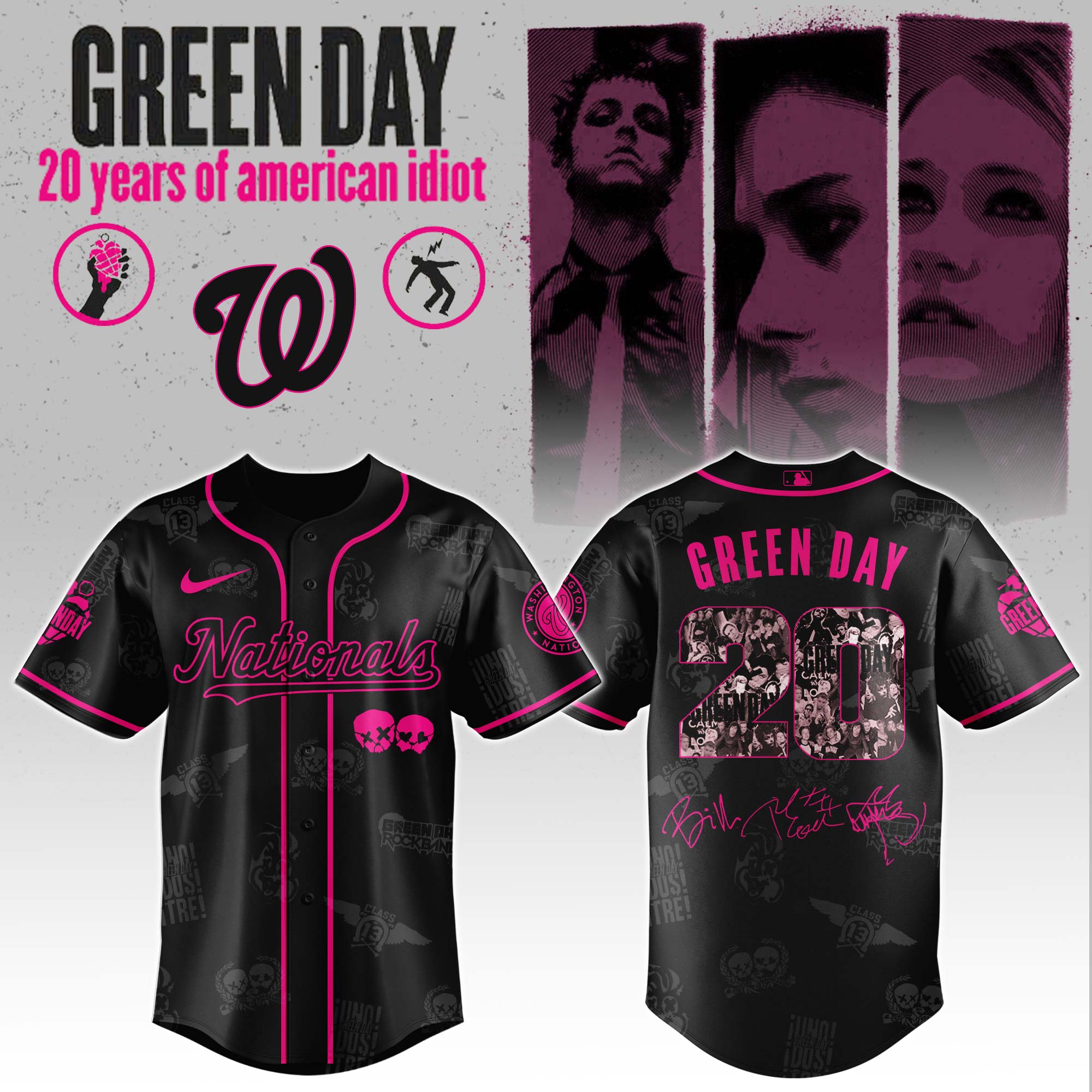 W Nationals x Green Day 20th Anniversary Baseball Jersey 2025 Editions Limited + Selling Out Fast