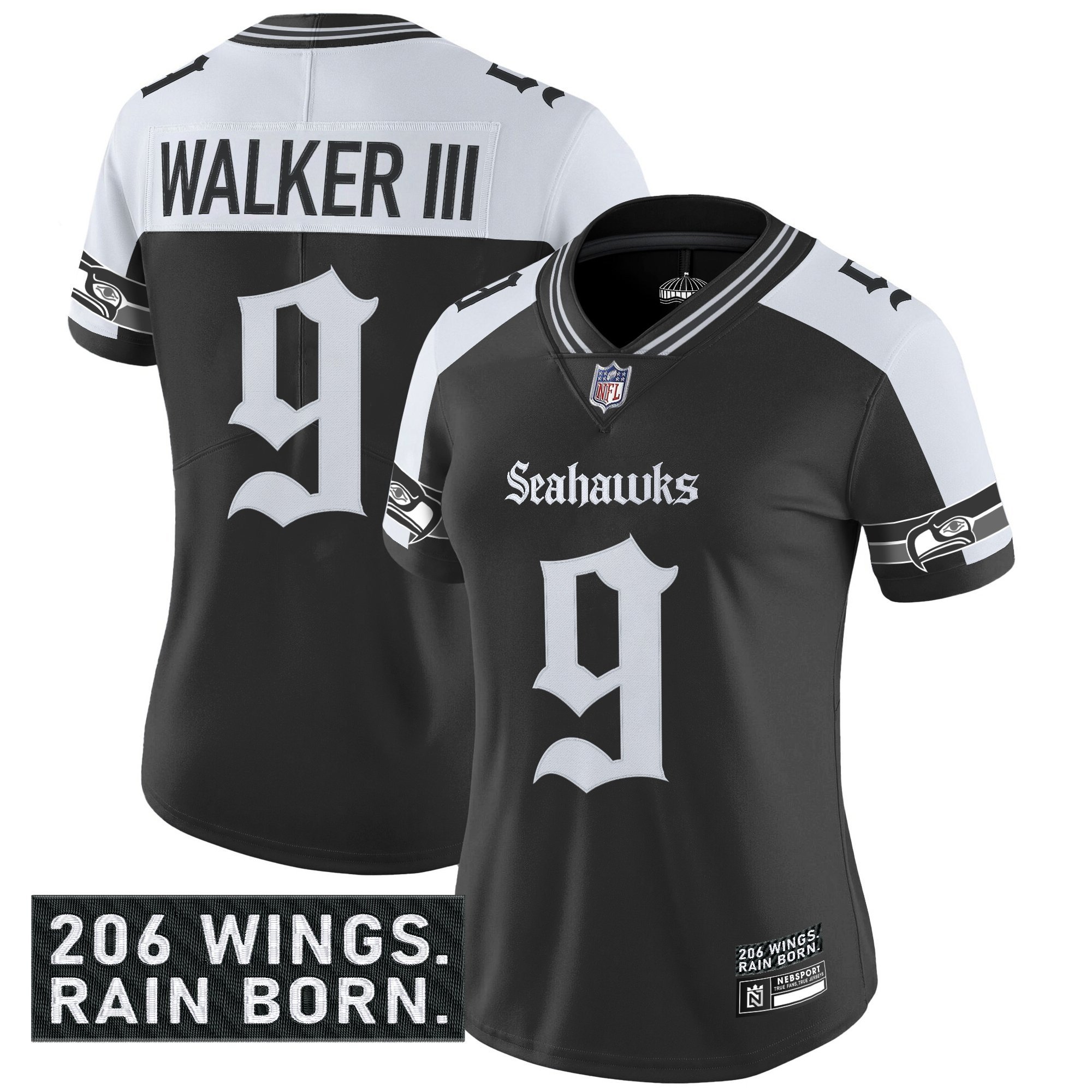 Walker III Women's Seattle Seahawks 'Gothic Rain City Shadows Edition' Vapor Limited Alternate Jersey - All Stitched