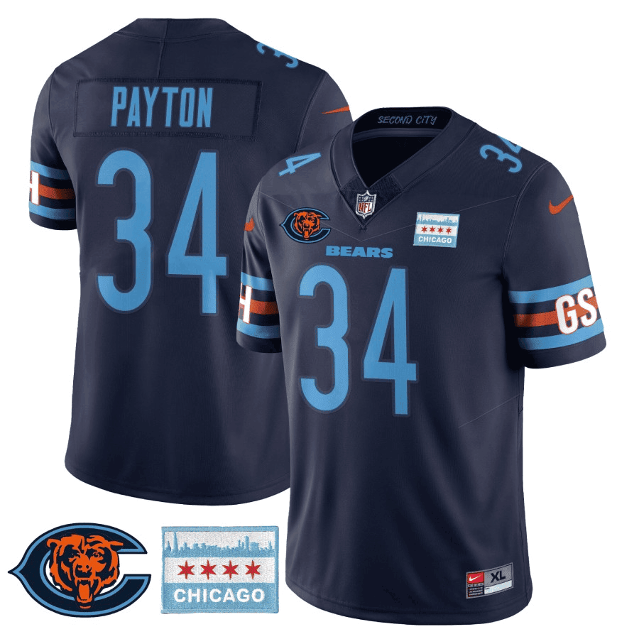 Walter Payton MenÃ¢â‚¬â„¢s Chicago Bears City Edition GSH Navy Jersey - All Stitched