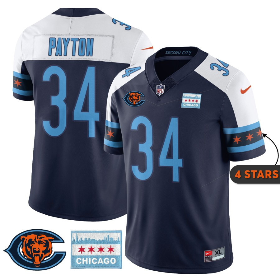 Walter Payton MenÃ¢â‚¬â„¢s Chicago Bears City Edition Navy Alternate Jersey - All Stitched