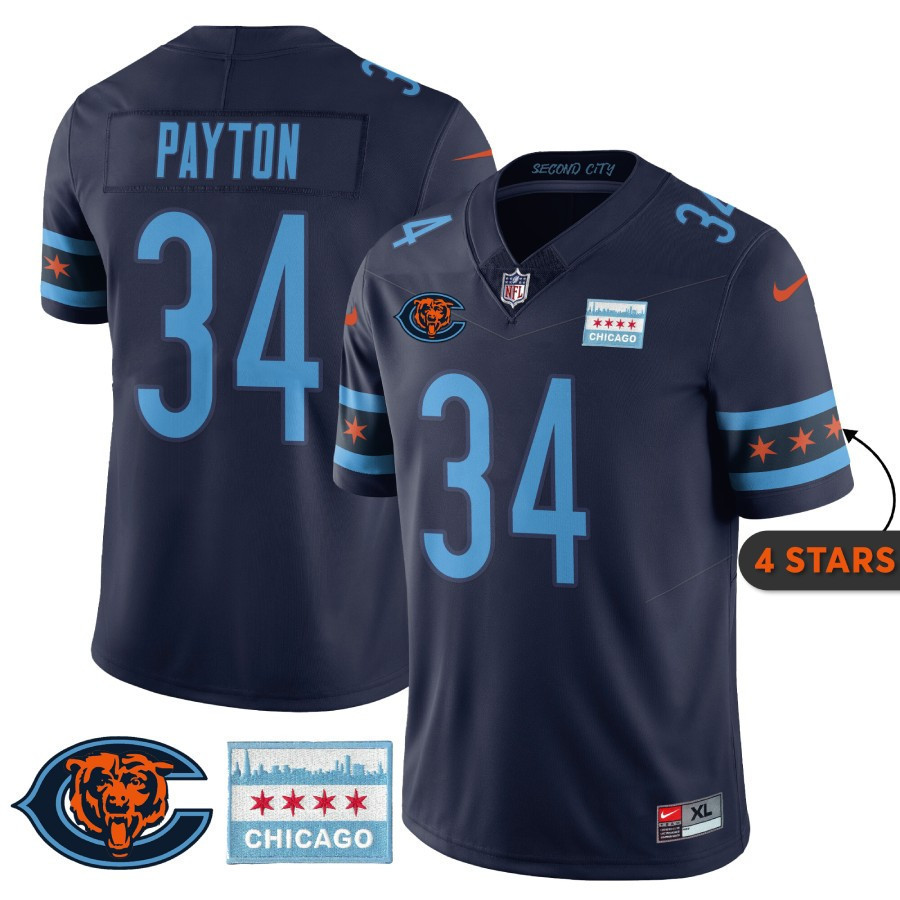 Walter Payton MenÃ¢â‚¬â„¢s Chicago Bears City Edition Navy Jersey - All Stitched