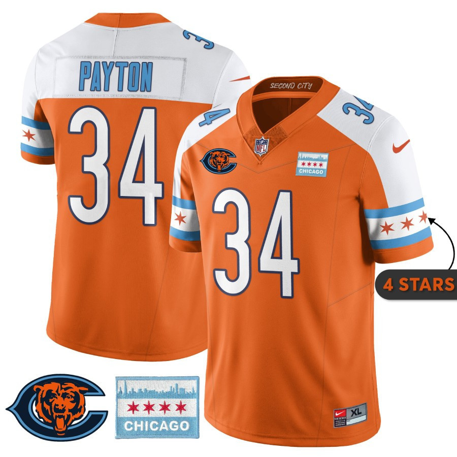 Walter Payton MenÃ¢â‚¬â„¢s Chicago Bears City Edition Orange Alternate Jersey - All Stitched