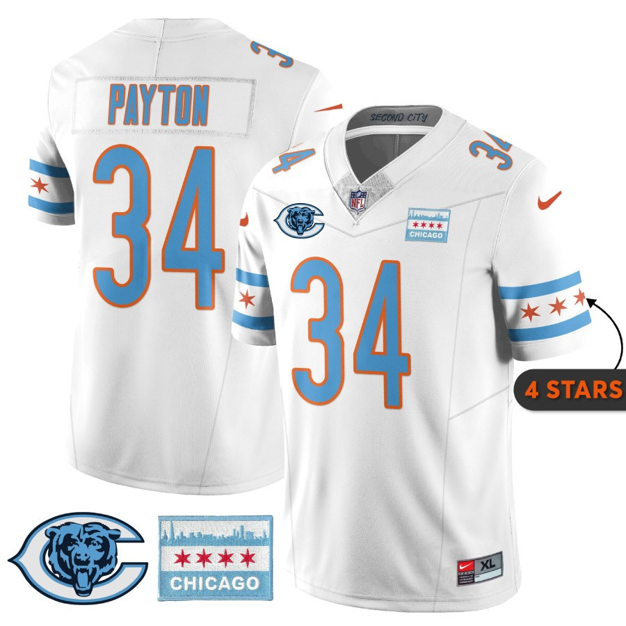 Walter Payton MenÃ¢â‚¬â„¢s Chicago Bears City Edition White Jersey - All Stitched