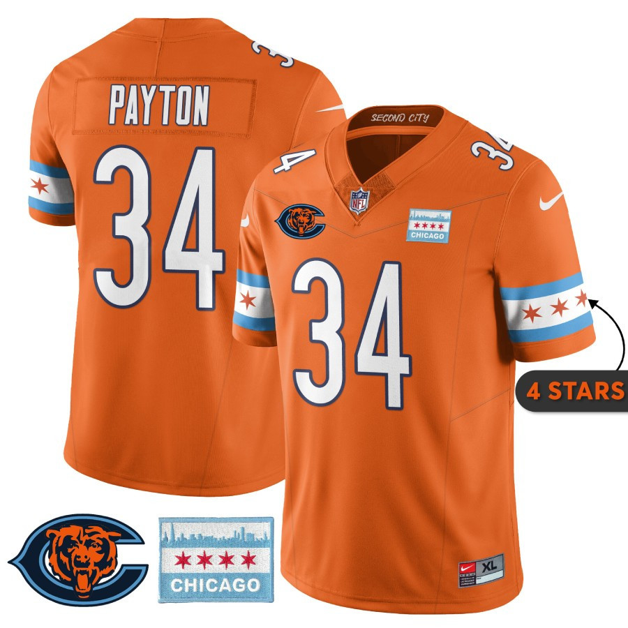 Walter Payton Men�s Chicago Bears City Edition Orange Jersey - All Stitched