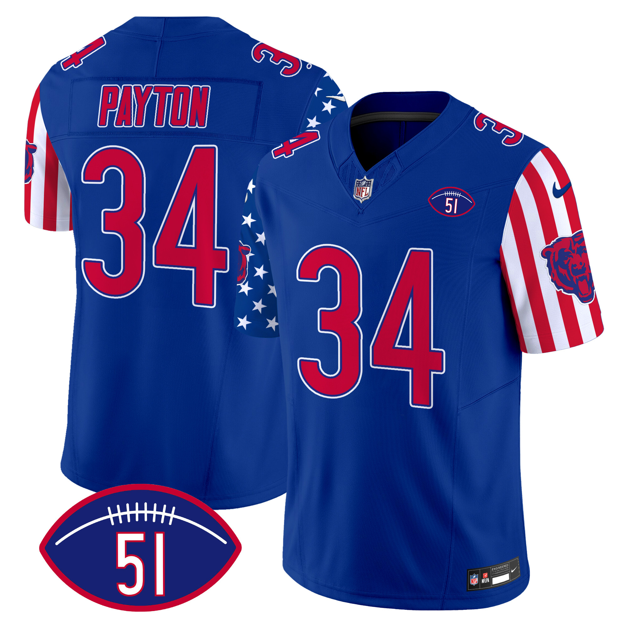 Walter Payton Men's Chicago Bears American Style Vapor Limited Royal Jersey - All Stitched