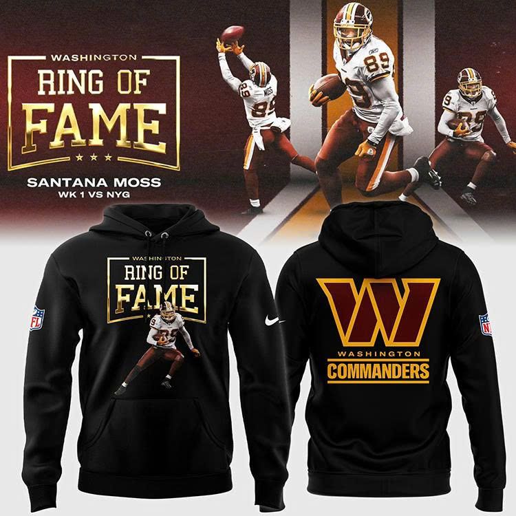 Washington Commanders Santana Moss Ring Of Fame Commemorative Hoodie
