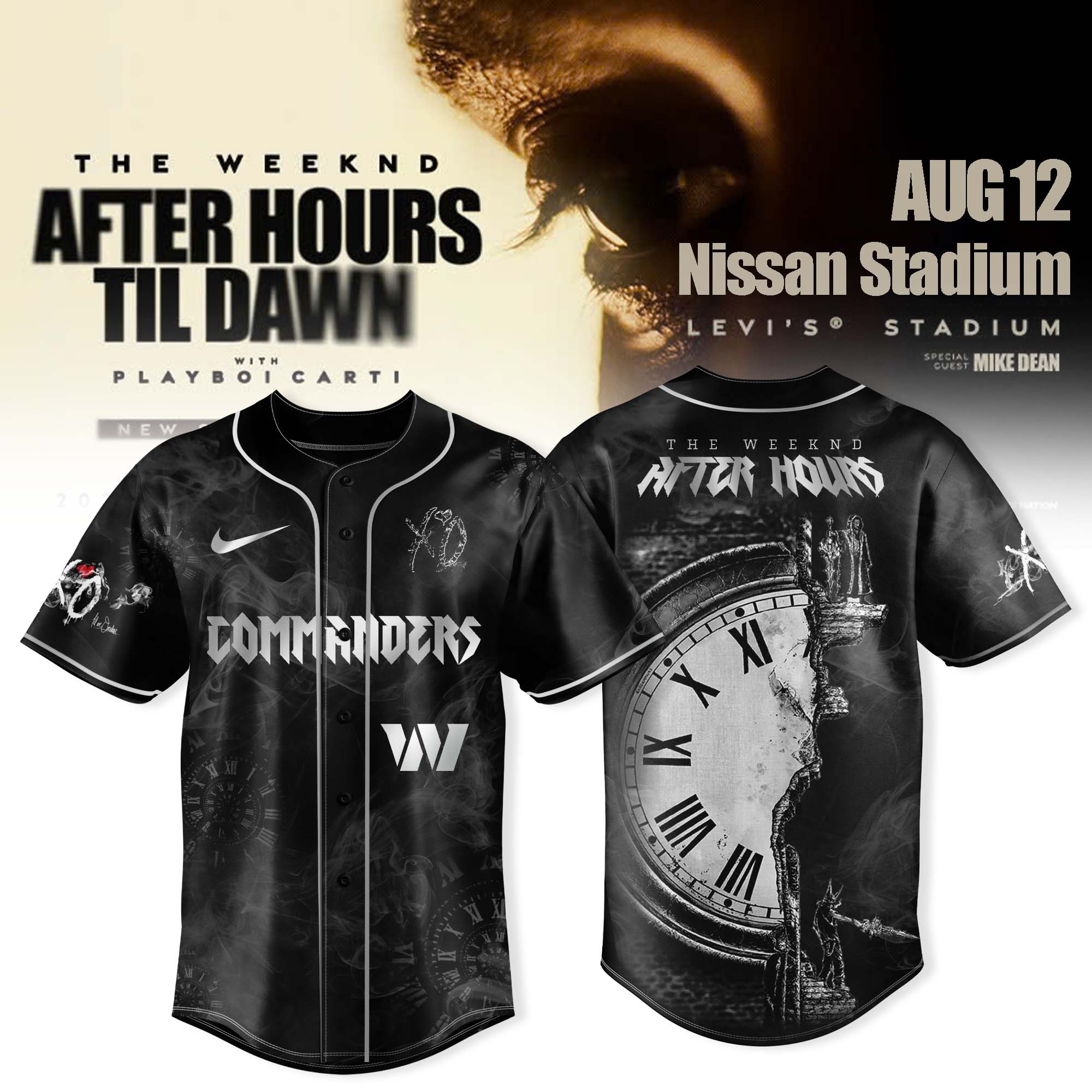 Washington Commanders x After Hours Til Dawn 2025 â€“ The Weeknd Baseball Jersey
