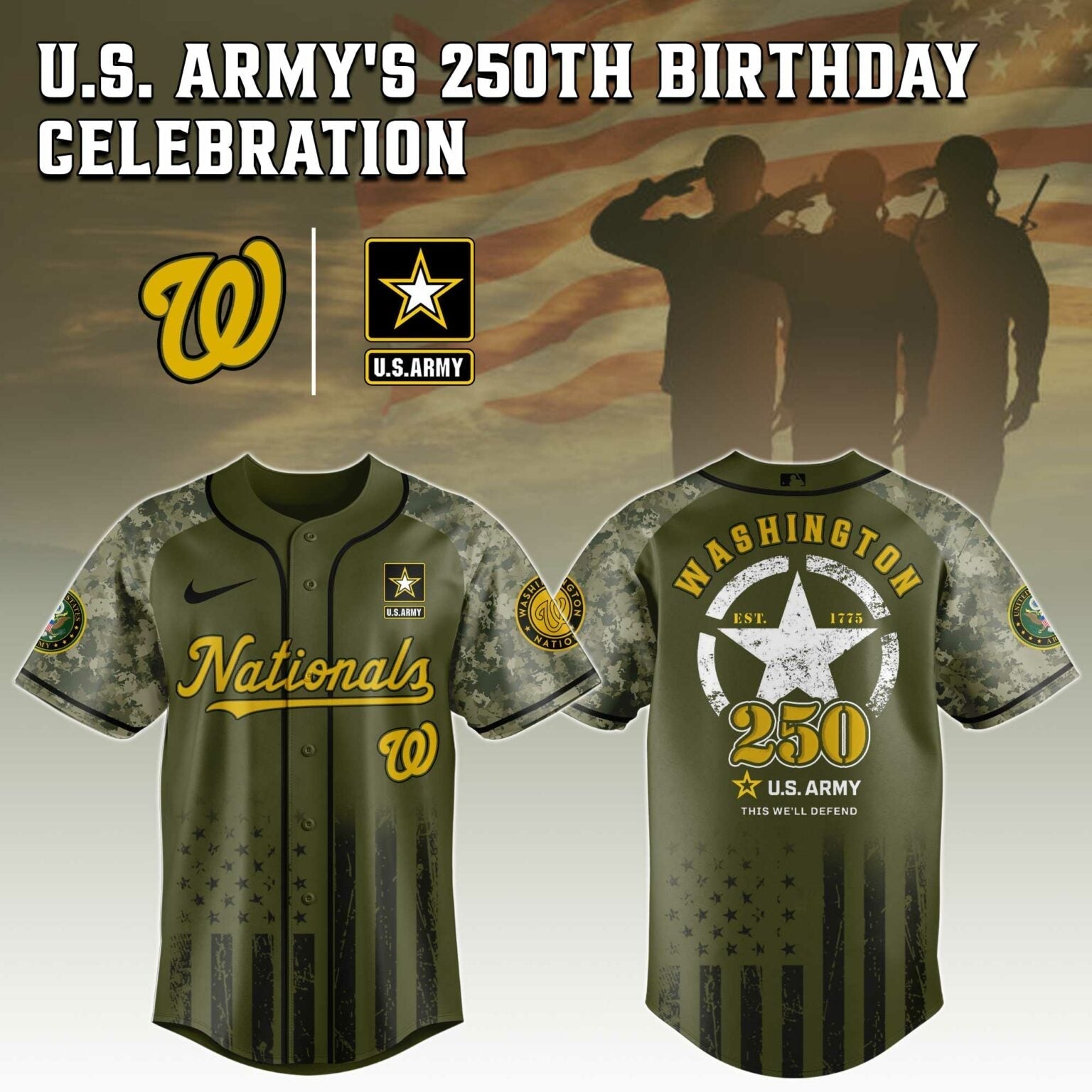 Washington Nationals MLB x 250 U.S. ARMY Baseball Jersey 03