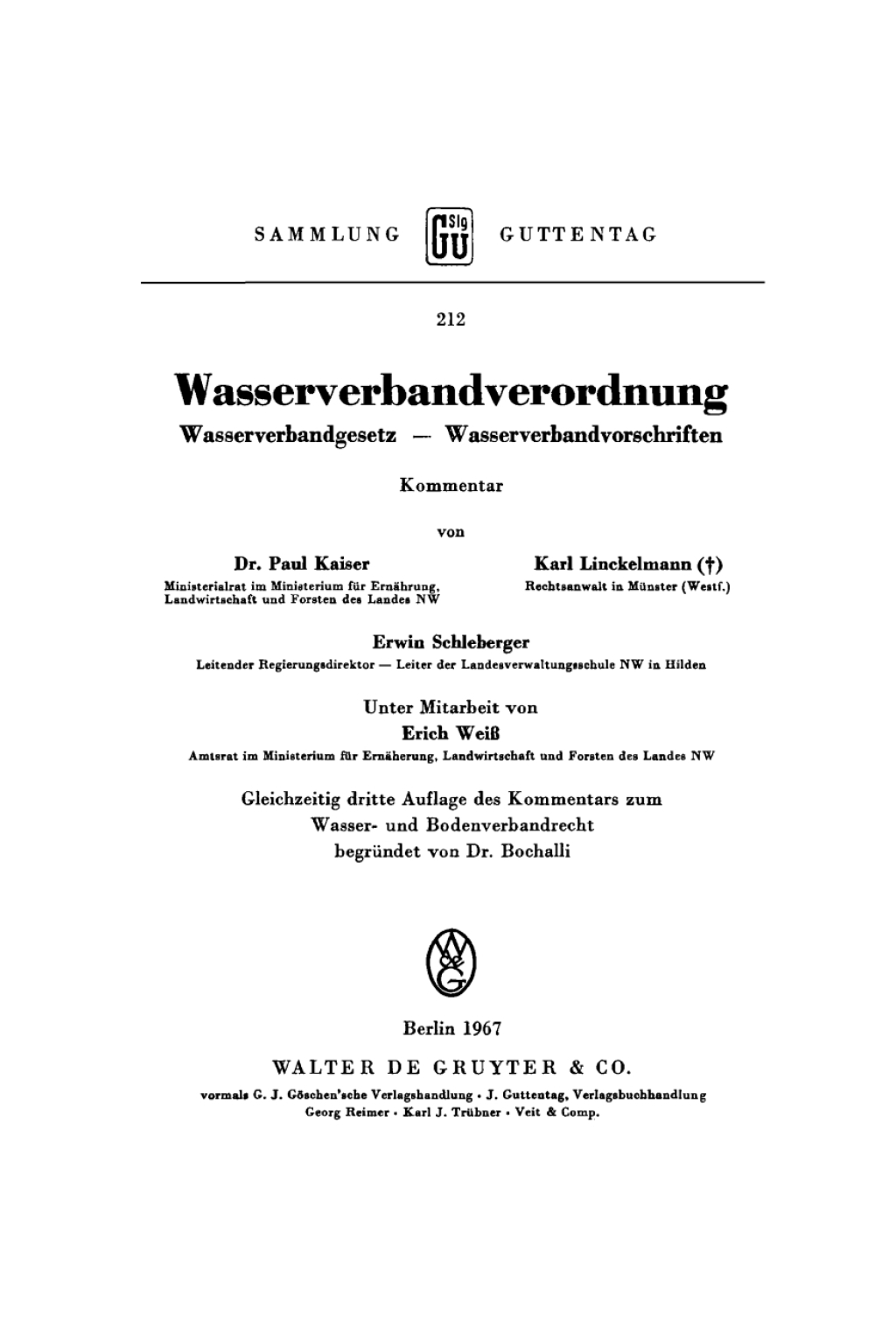 Wasserverbandverordnung Wasserverbandgesetz â€“ Wasserverbandvorschriften. Kommentar 3rd Edition â€“ PDF/EPUB Version Downloadable